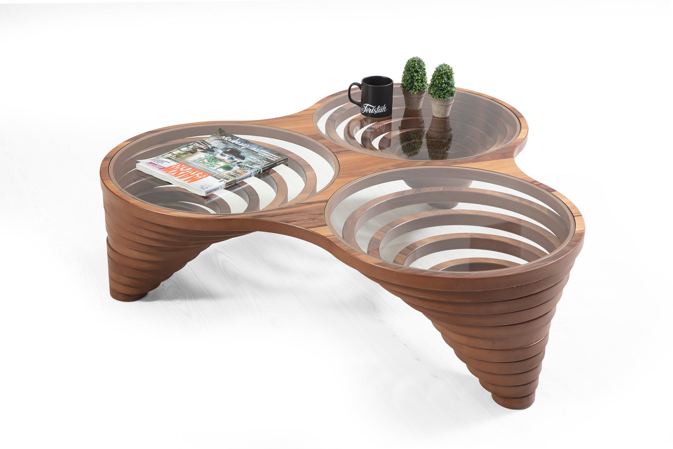 Walnut Tri-Lobe Coffee Table