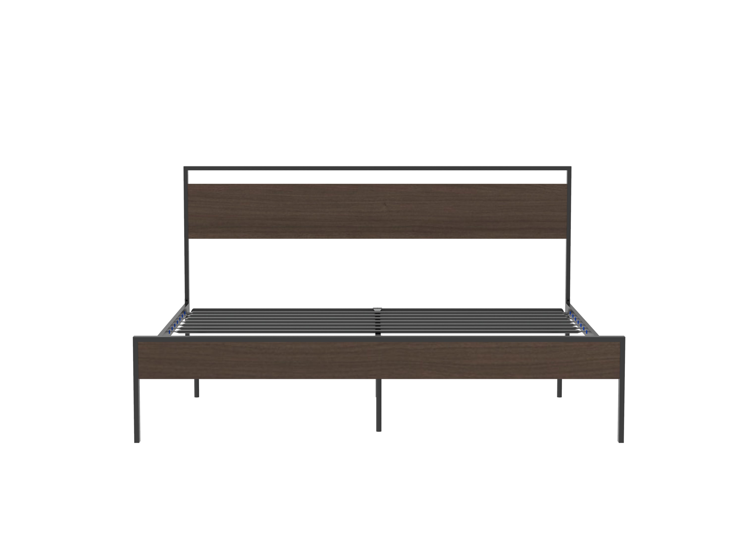 Ceres Metal Bed, Black with Walnut wood Headboard&Footboard, King