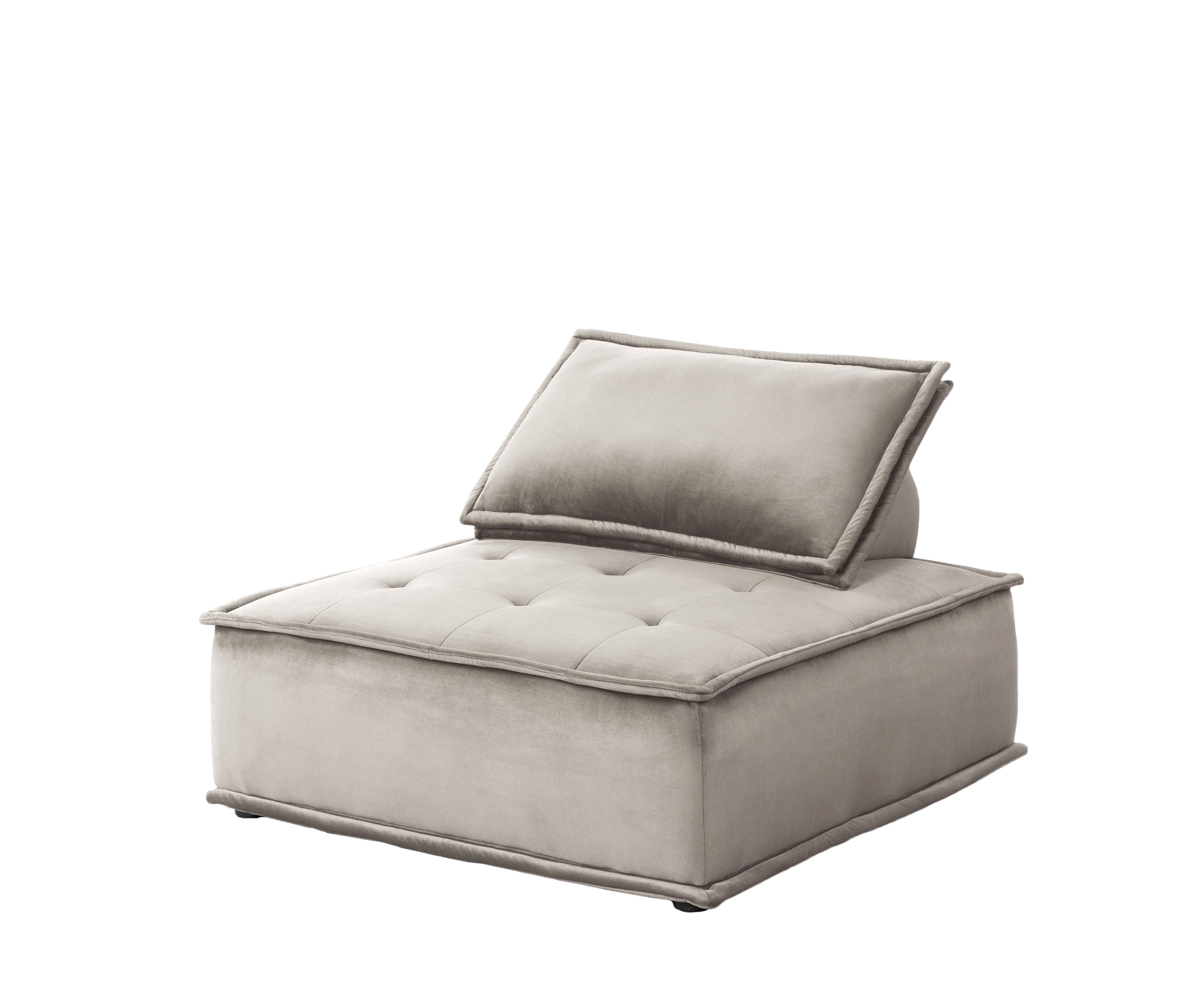 Anna Light Gray Velvet 3 Pc Sectional Sofa Ottoman