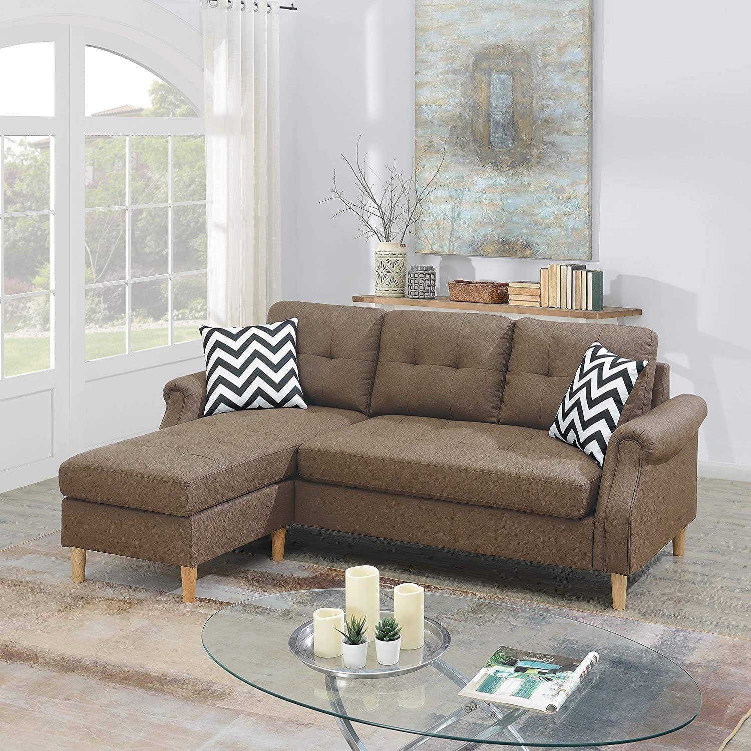 Light Coffee Reversible Corner Sectional