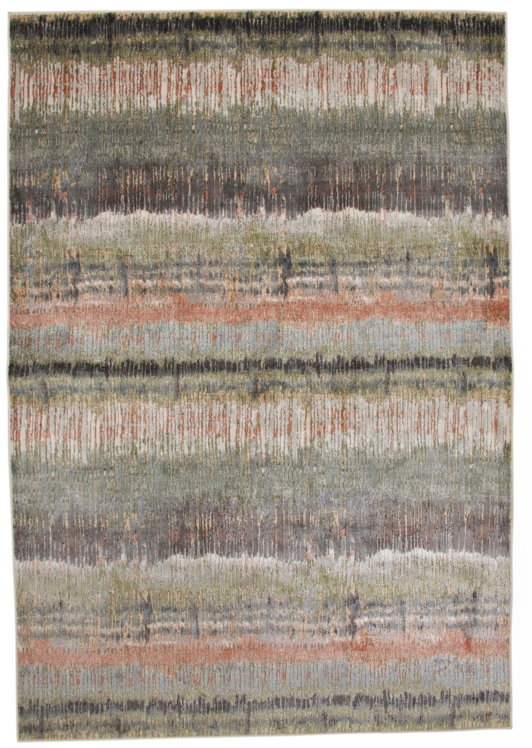 Audry Green, Pink, Multi-color Area Rug 8x10