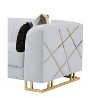Designer Off White Velvet Sofa and Loveseat Set with Gold Accents, view 10