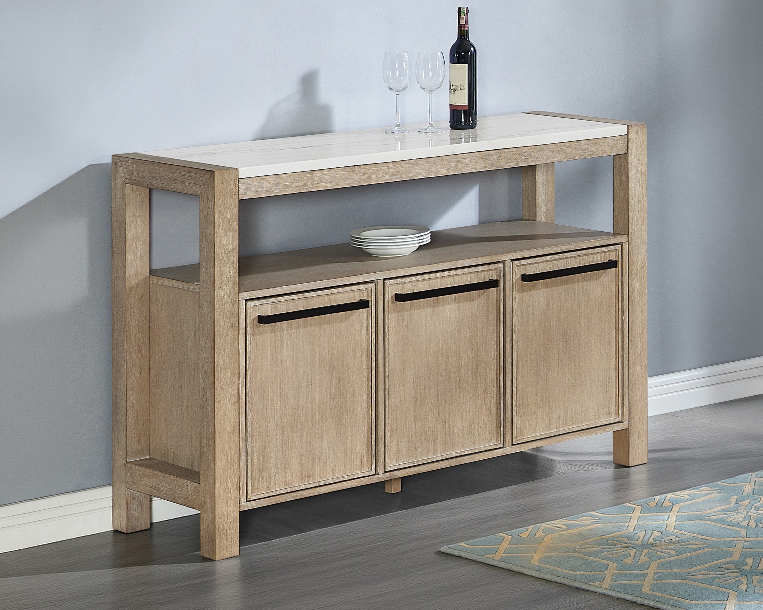 Hazel Genuine Marble Top Sideboard