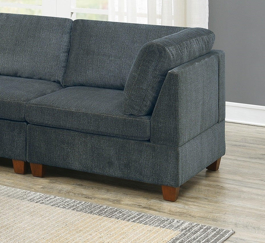 Grey Chenille Modular Sofa Set 6pc