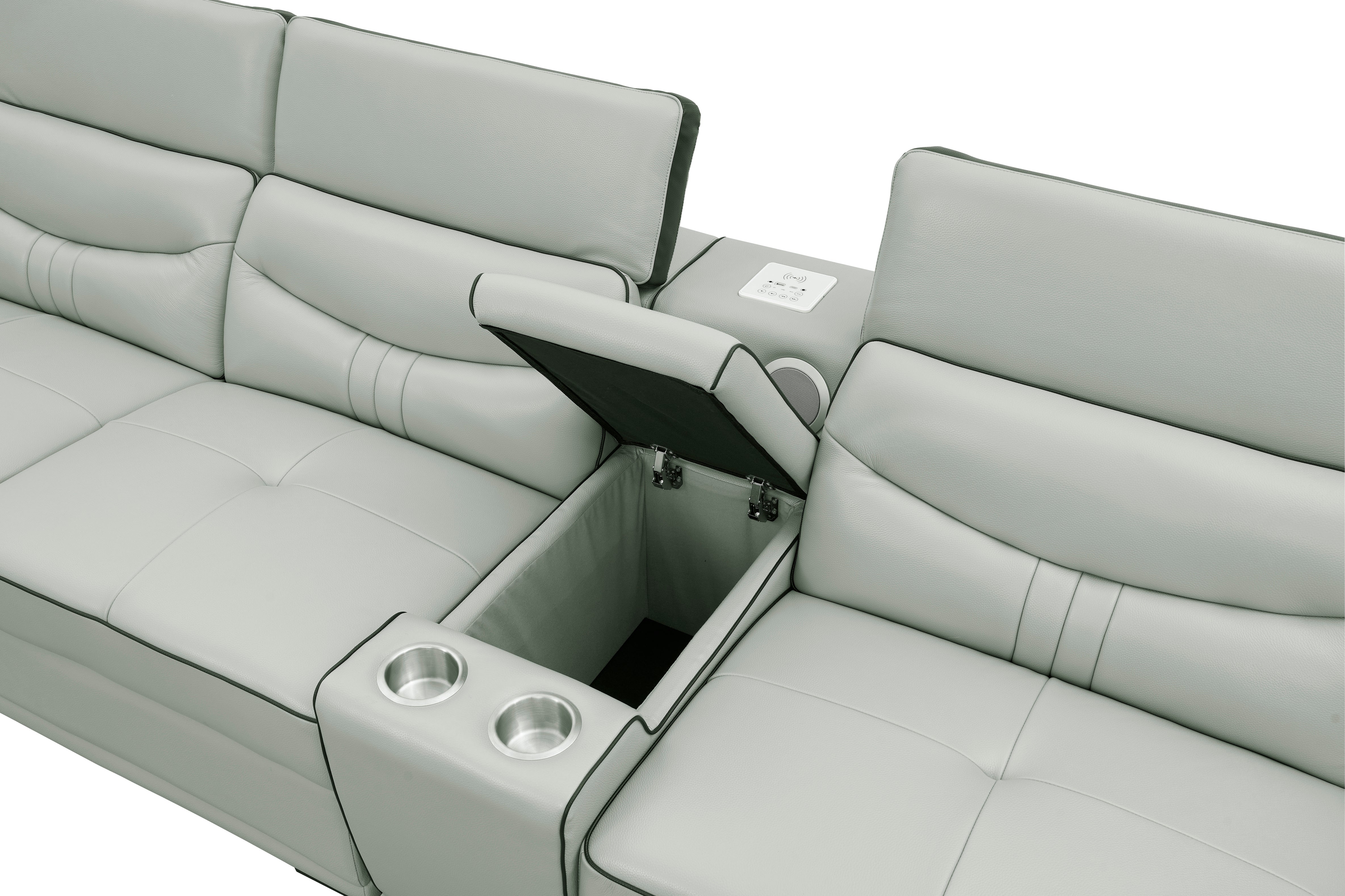 Arlet Gray Italian Leather Match Smart Sectional, view 10