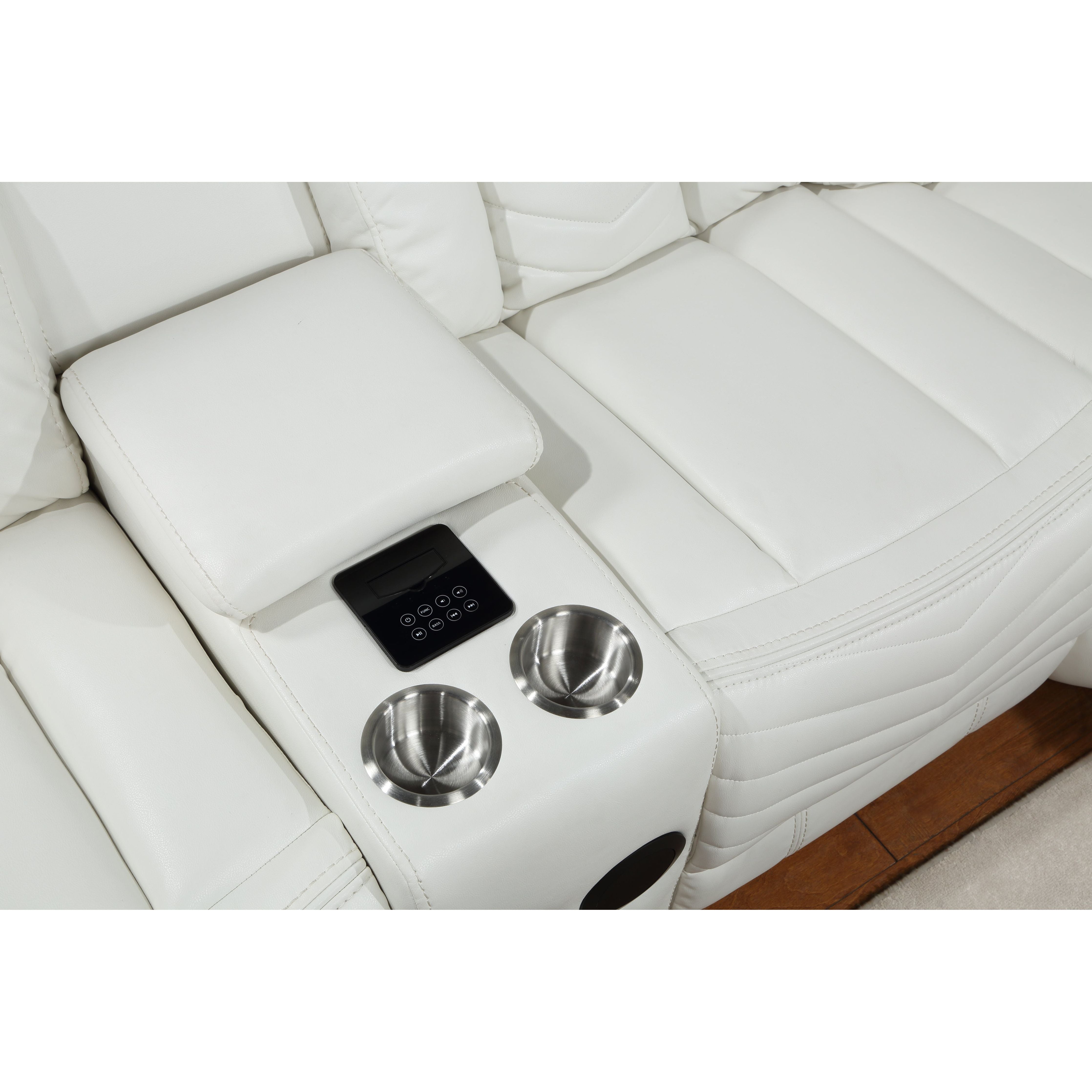 Lucky Charm White Reclining Sectional with LED Lights, view 3