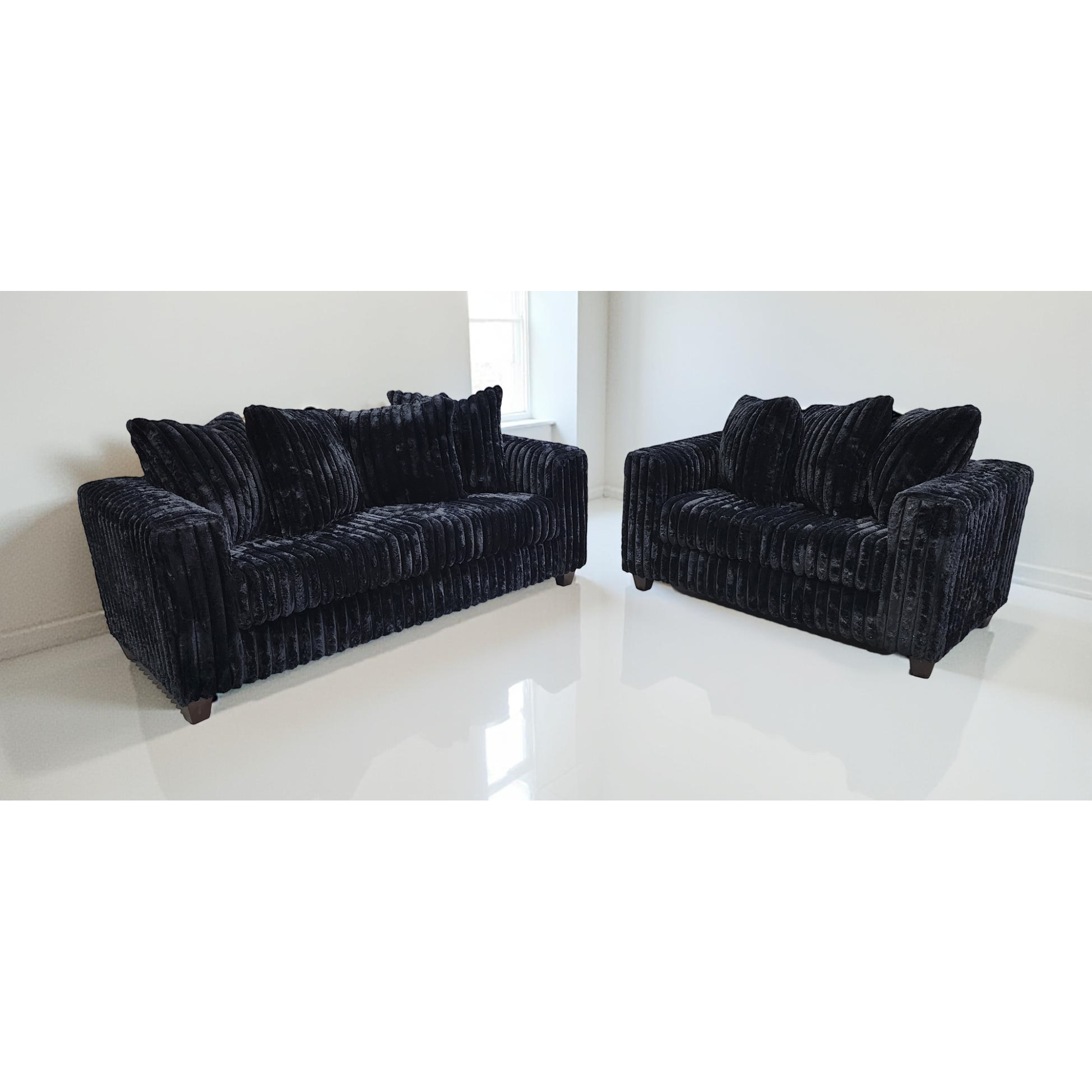 Gia Black Corduroy Sofa and Loveseat Set, view 2