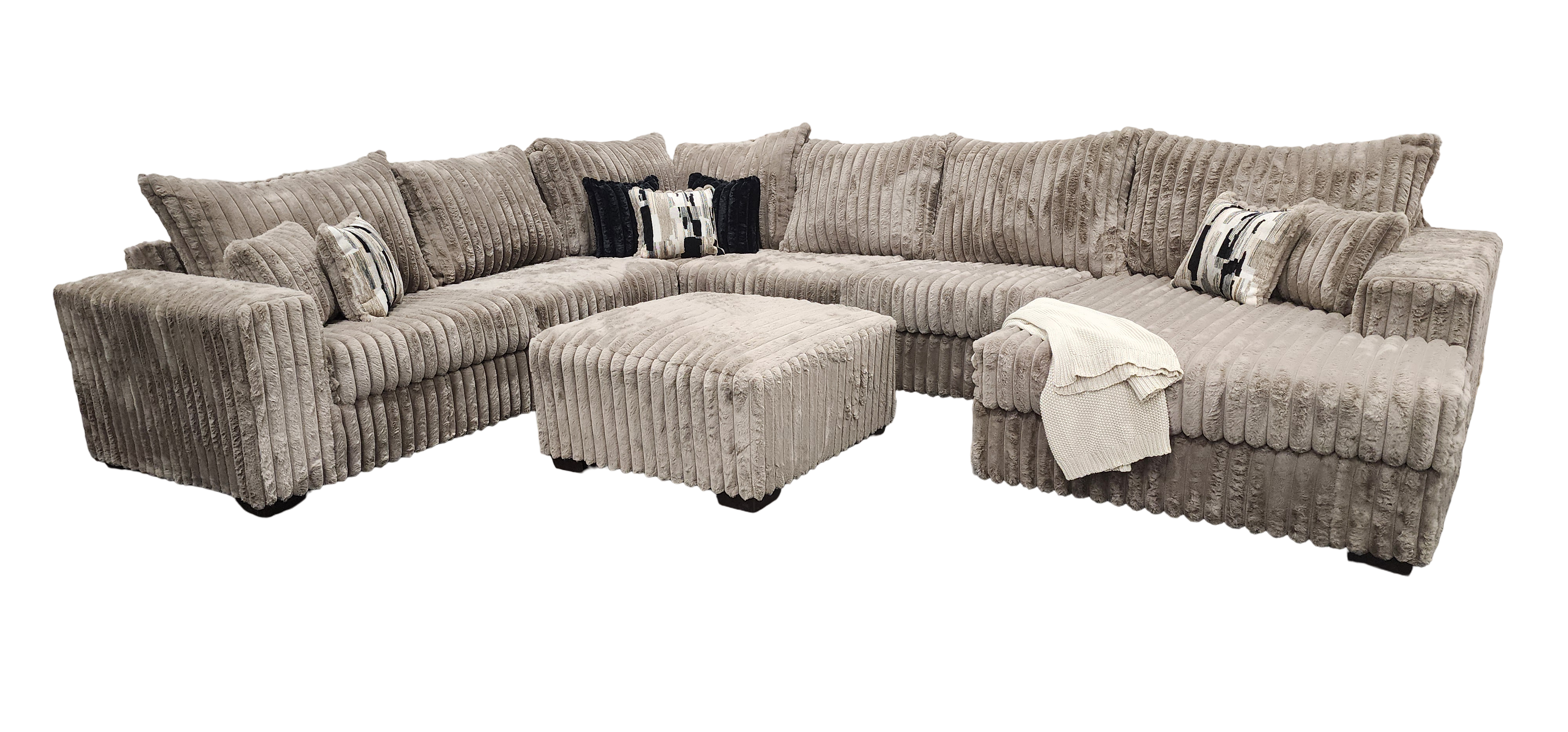 Texan Mocha Oversized Corduroy Sectional with Chaise, view 3