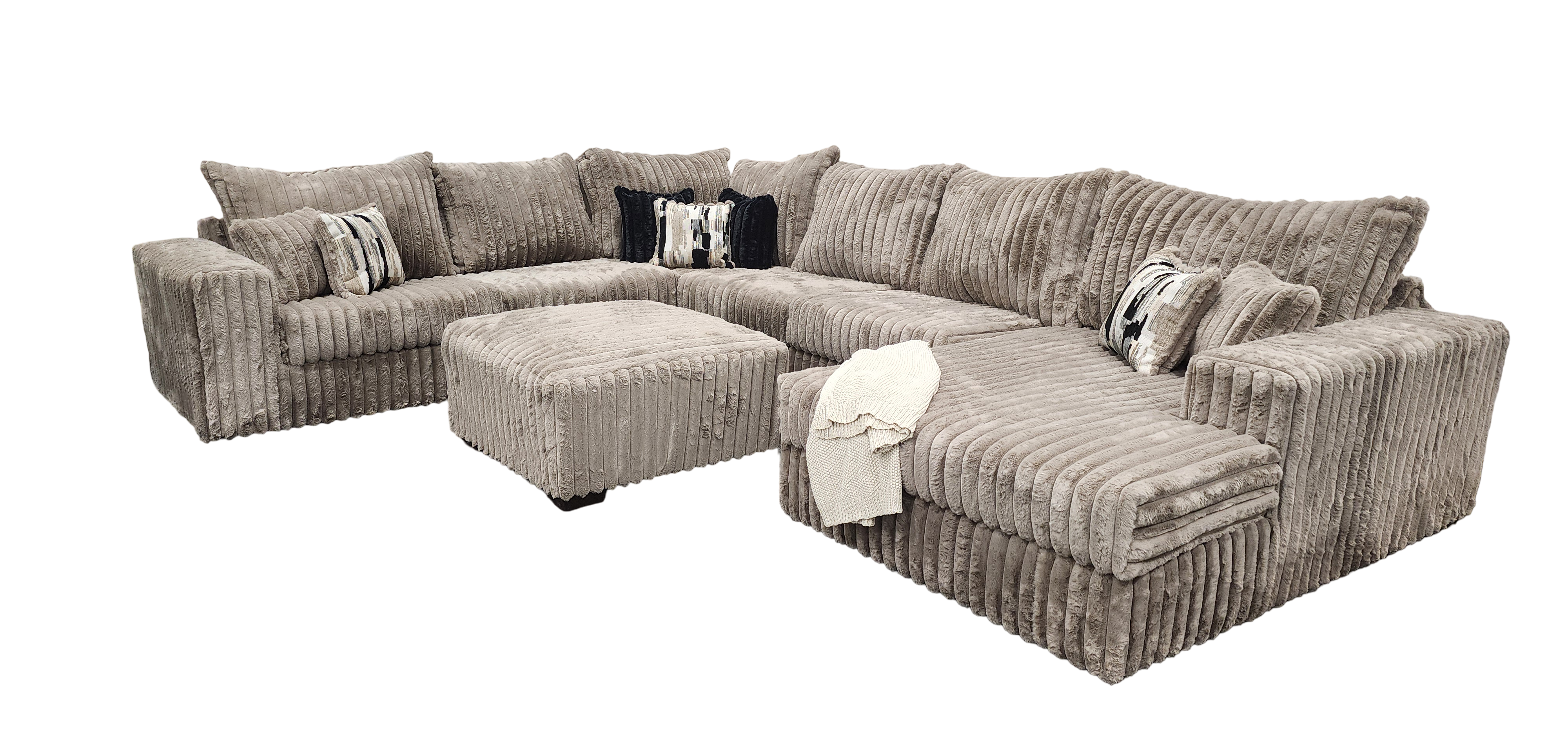 Texan Mocha Oversized Corduroy Sectional with Chaise, view 4
