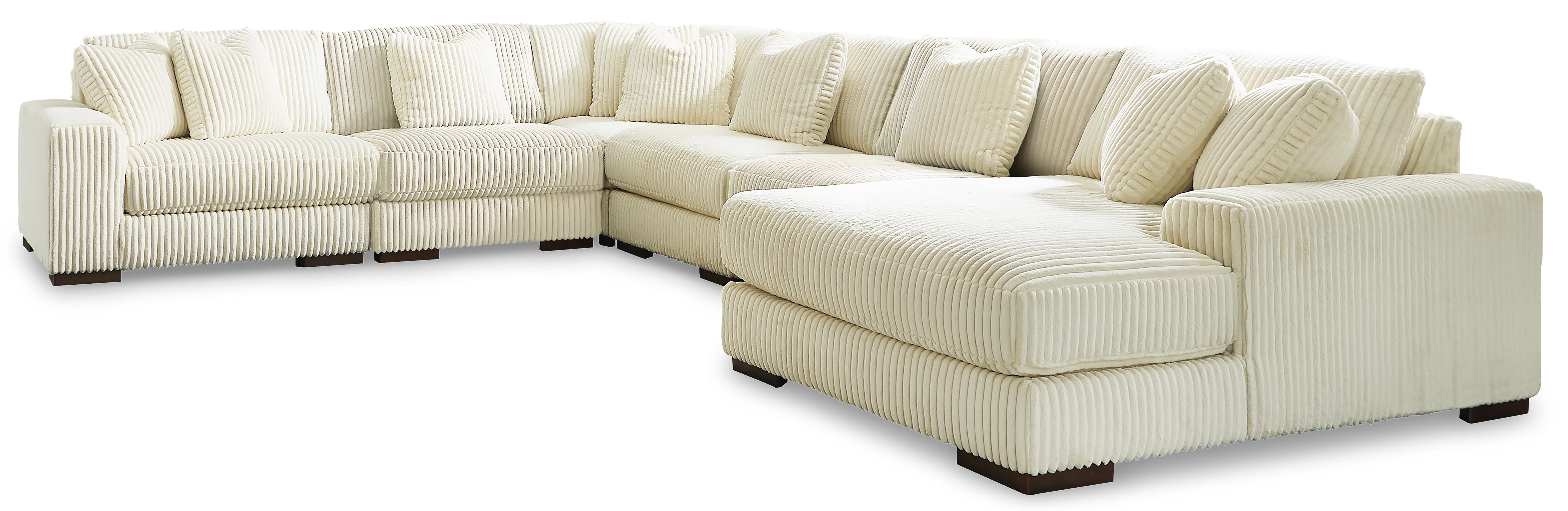 Ashley Lindyn Ivory Corduroy 6-Piece Sectional with Chaise, view 2