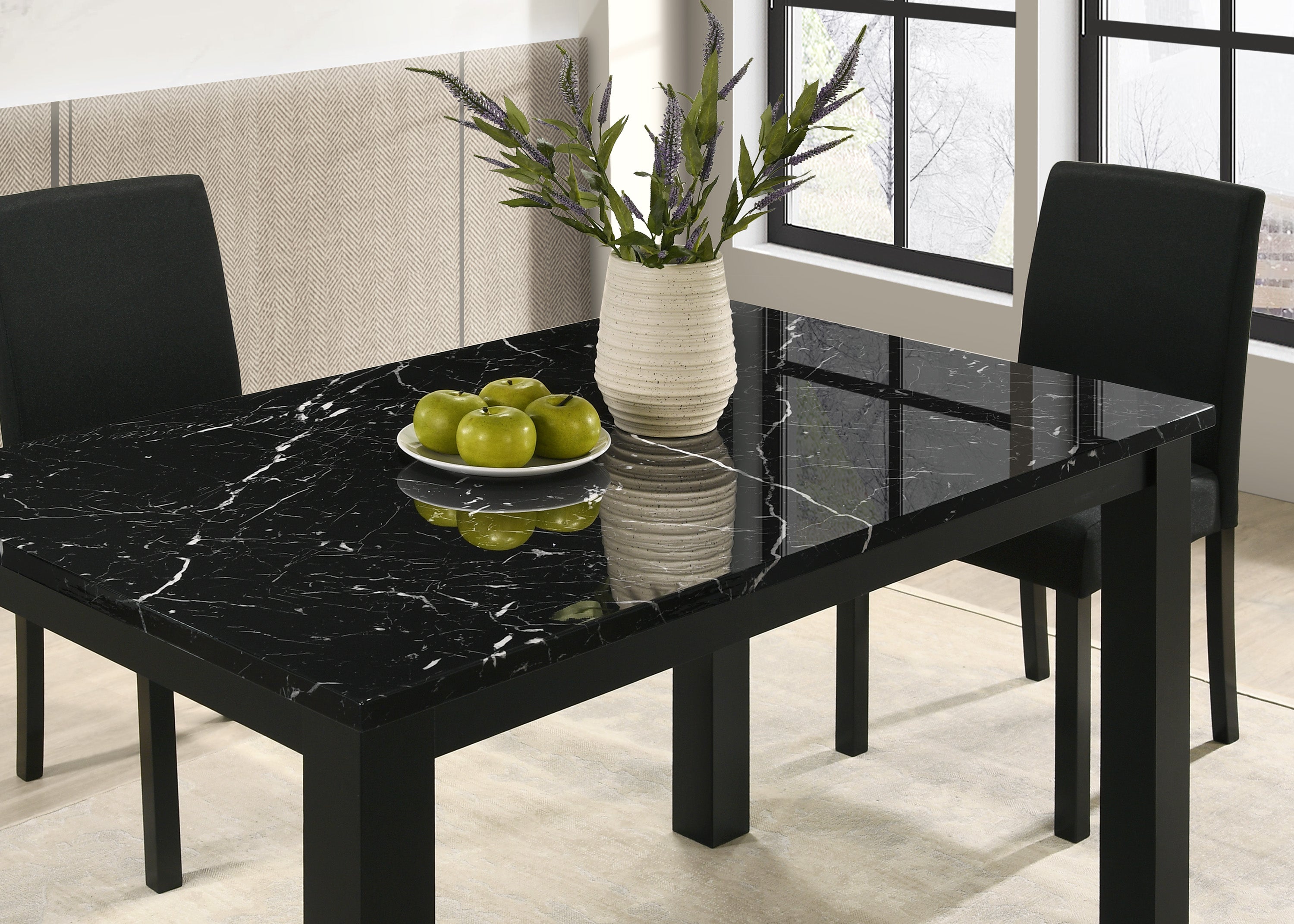 Resia Black Faux Marble Dining Table, view 2