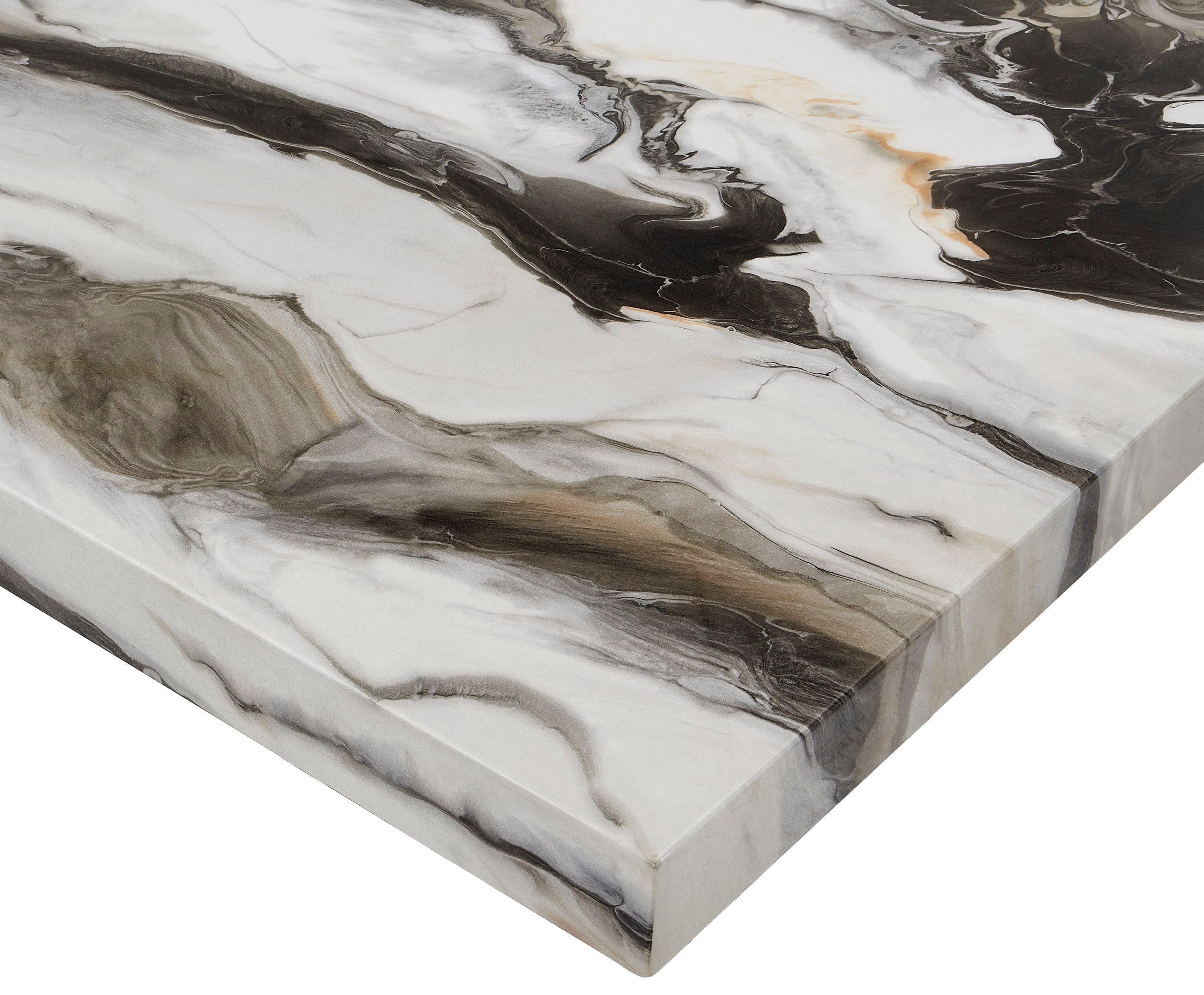 Resia Brown Faux Marble Dining Table, view 2