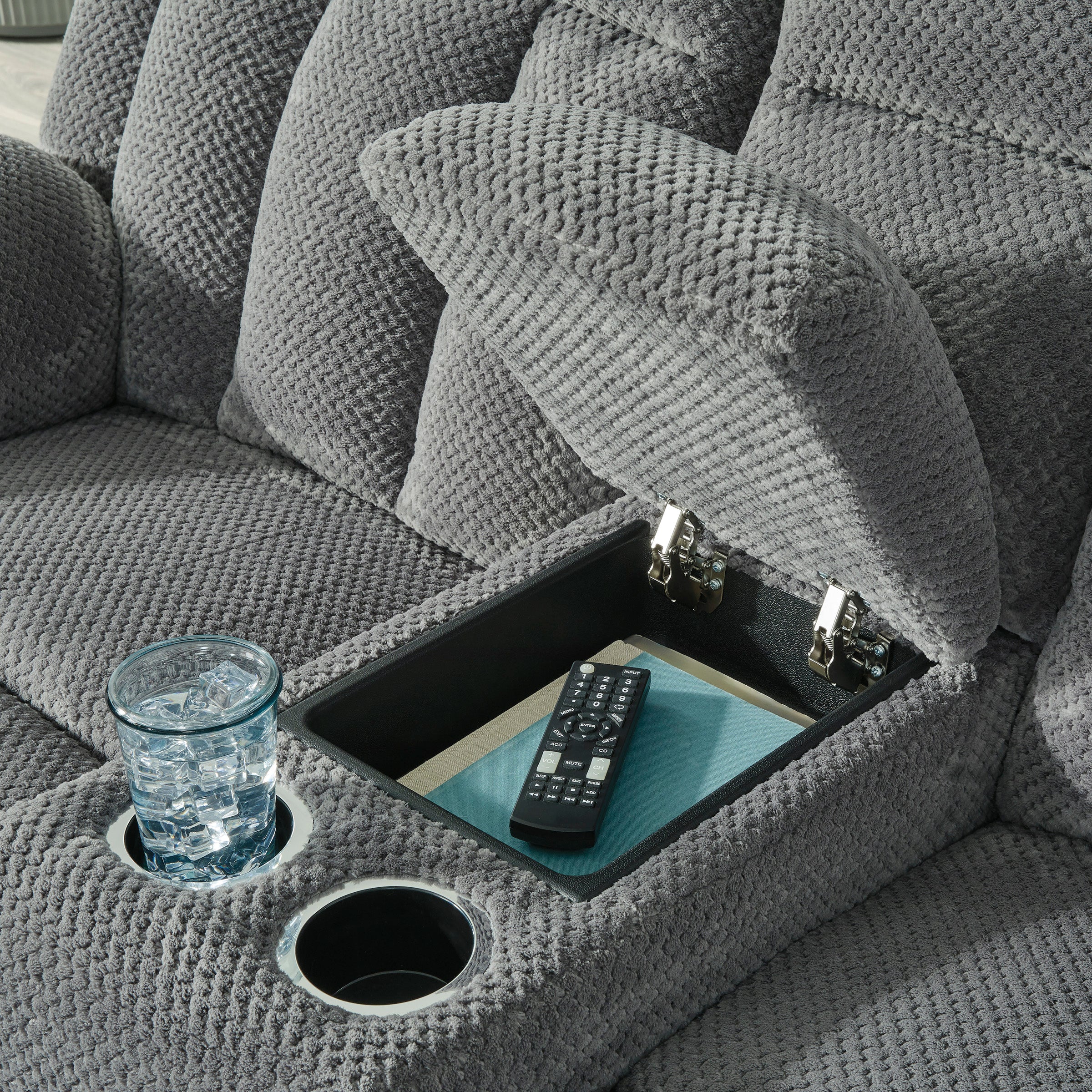 Ashley Observation Steel Velvet Power Reclining Set, view 2