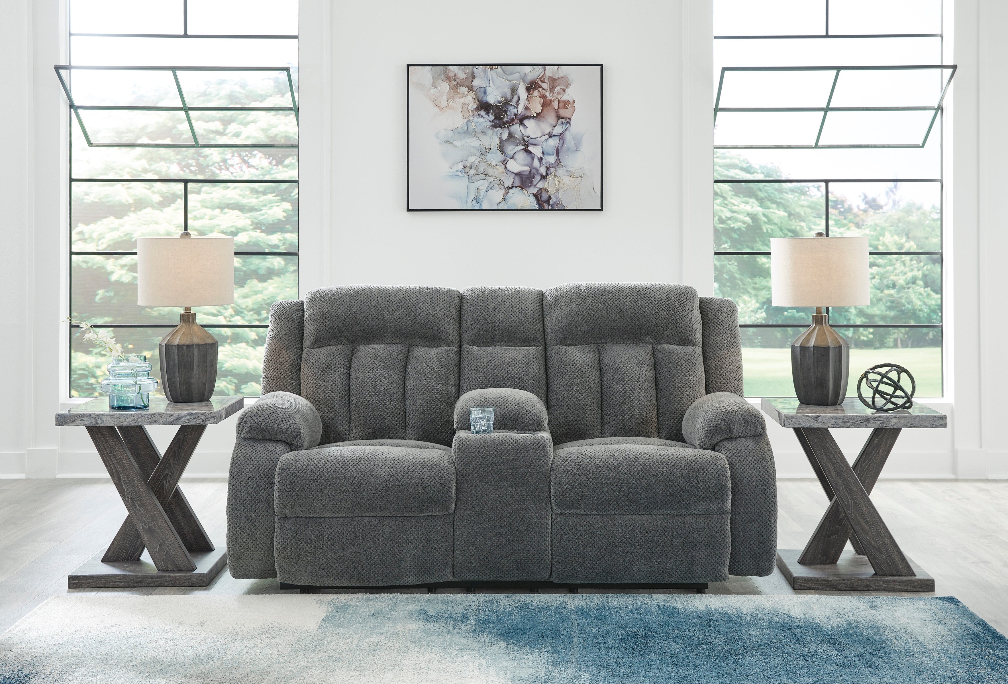 Ashley Observation Steel Velvet Power Reclining Set, view 9