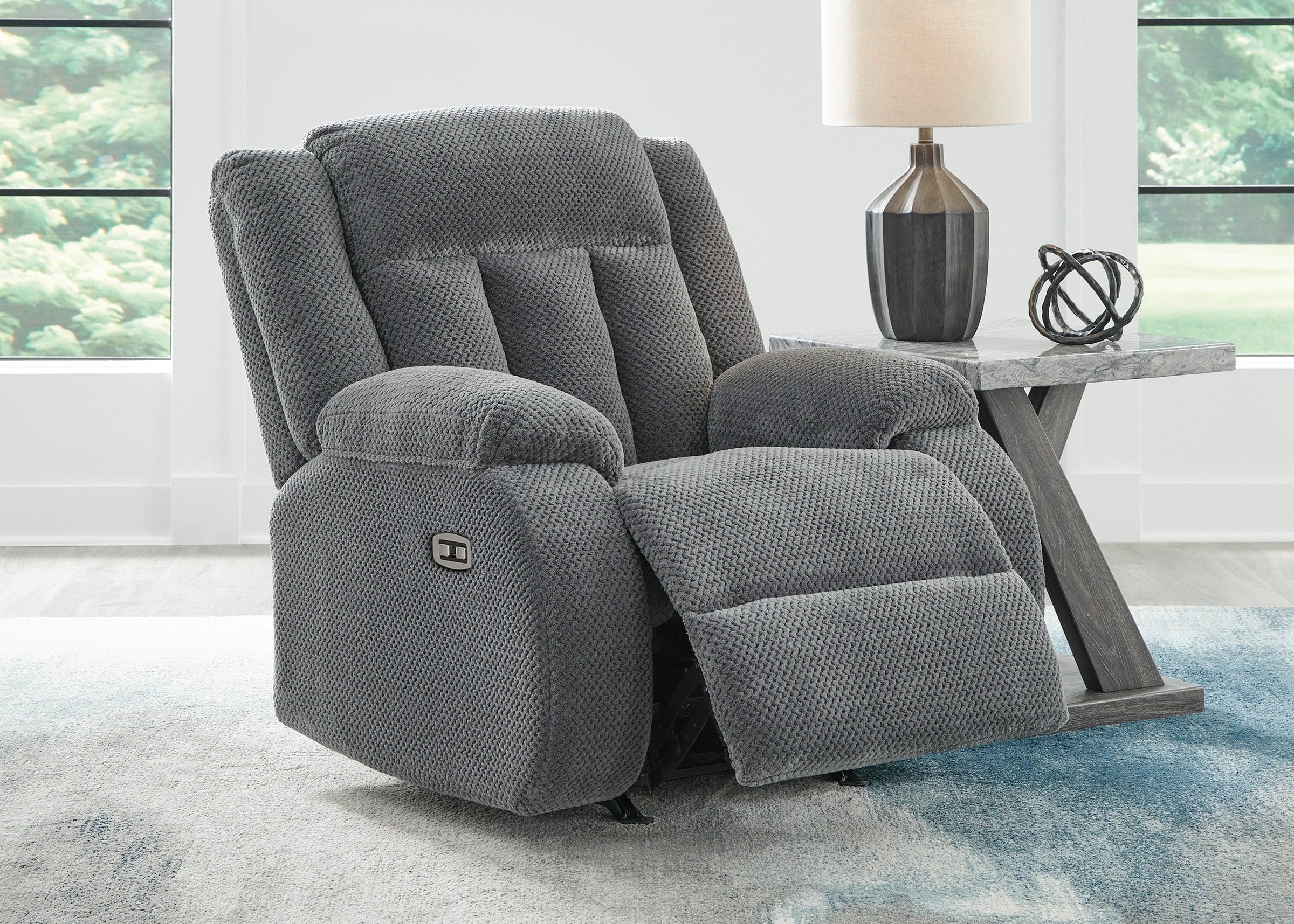 Ashley Observation Steel Velvet Power Reclining Set, view 3