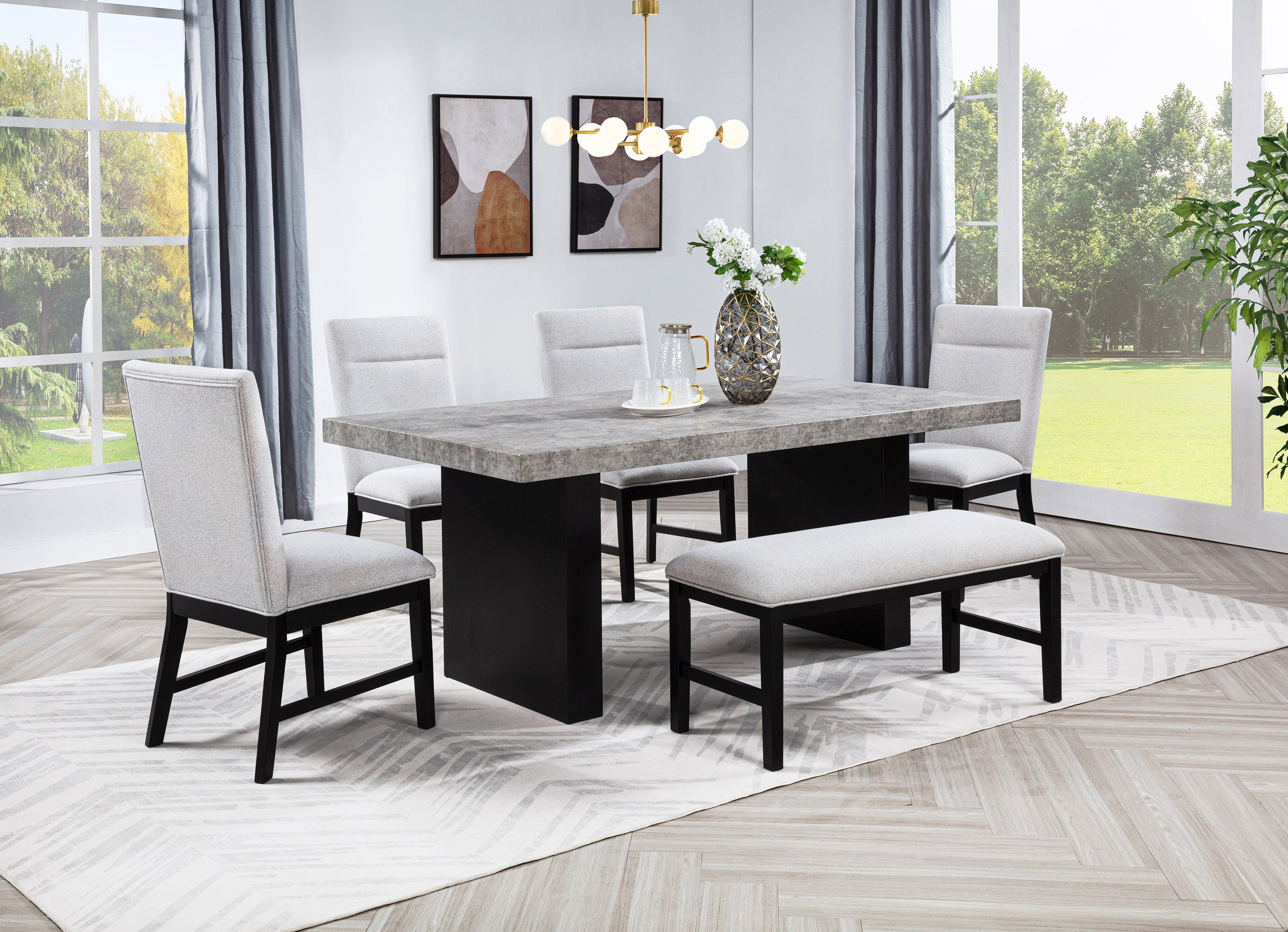 Sebastian Light Gray Dining Bench, view 2