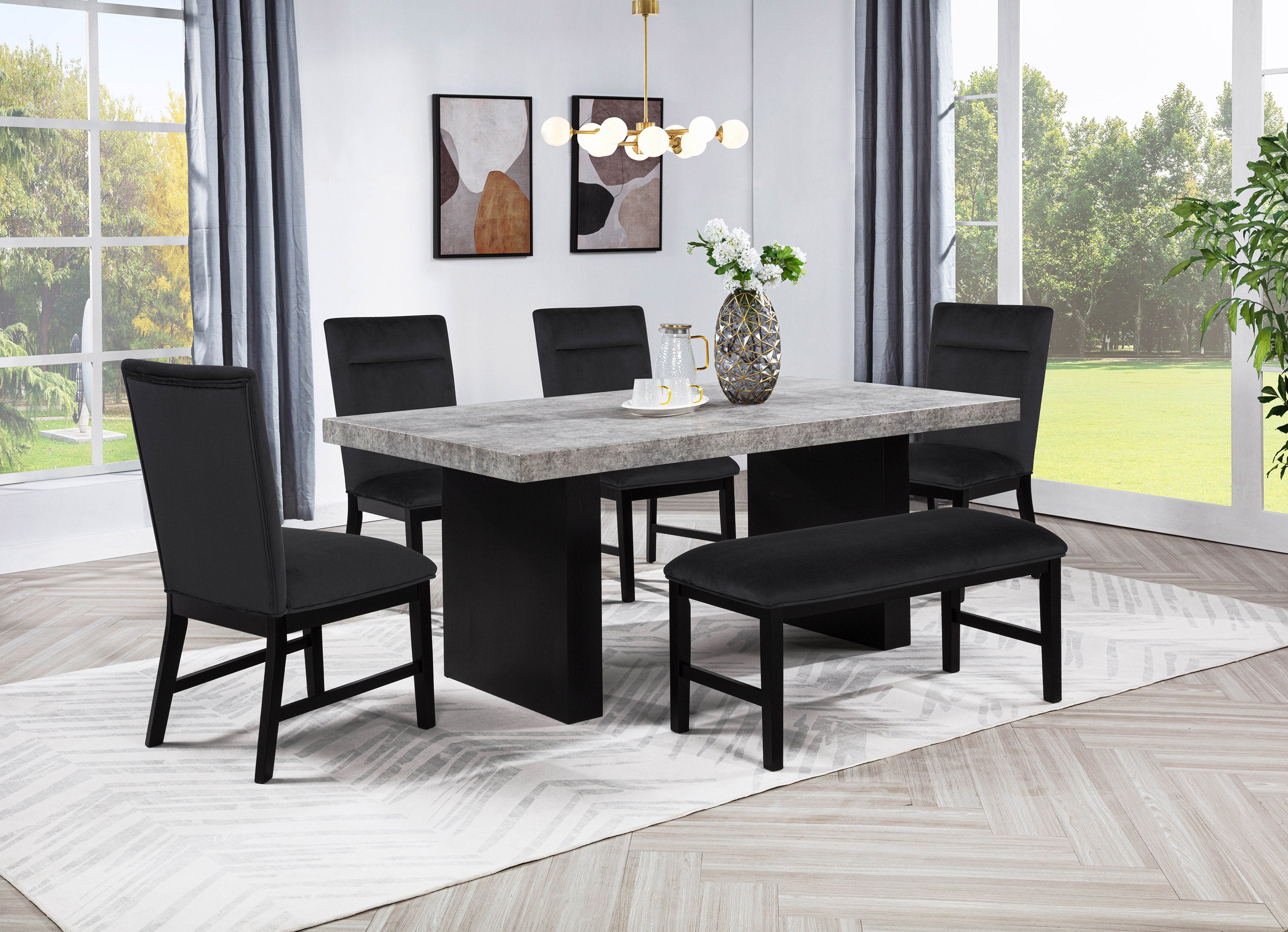 Sebastian Black Dining Bench, view 2