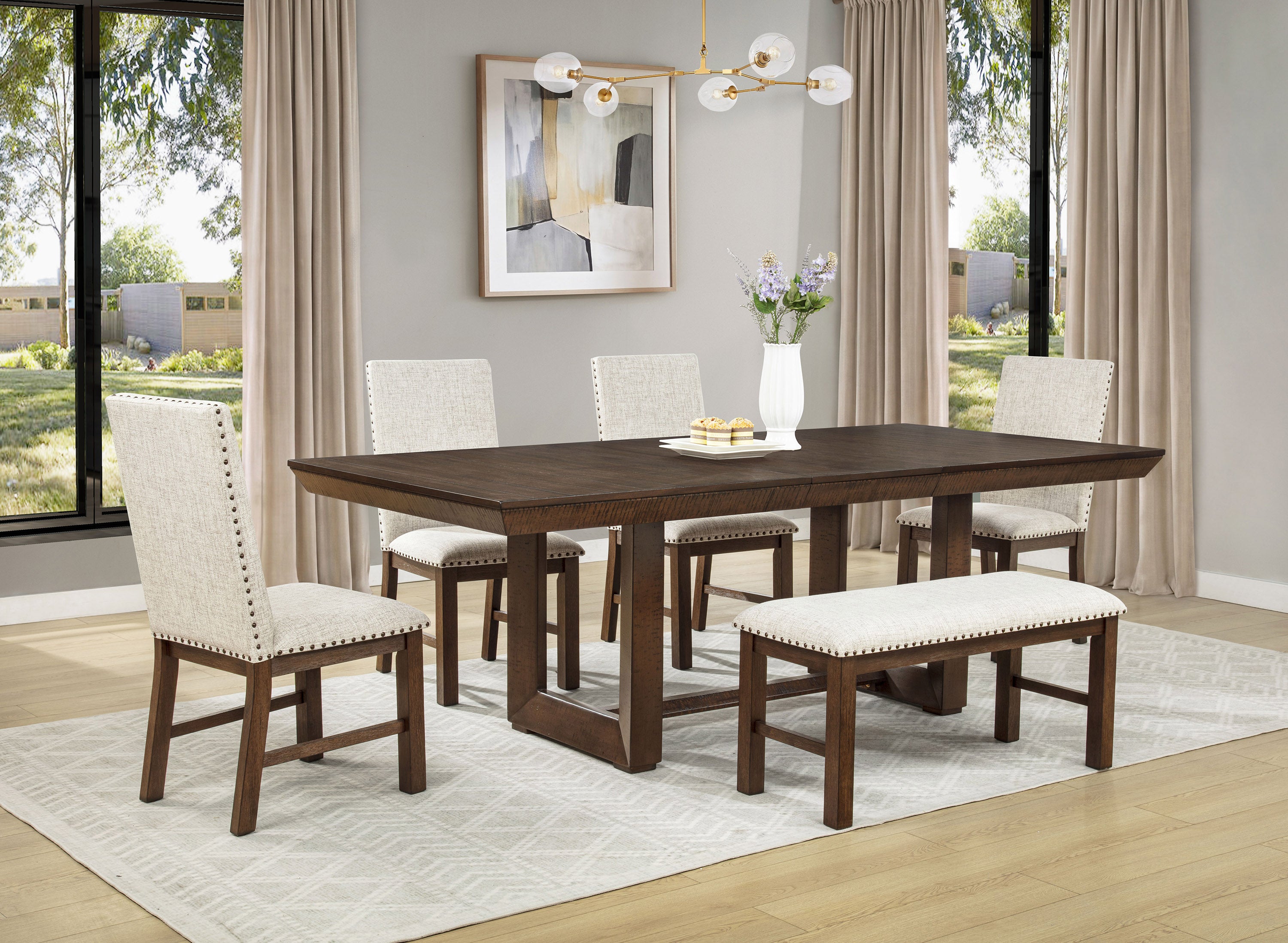 Domingo Beige Dining Bench, view 2