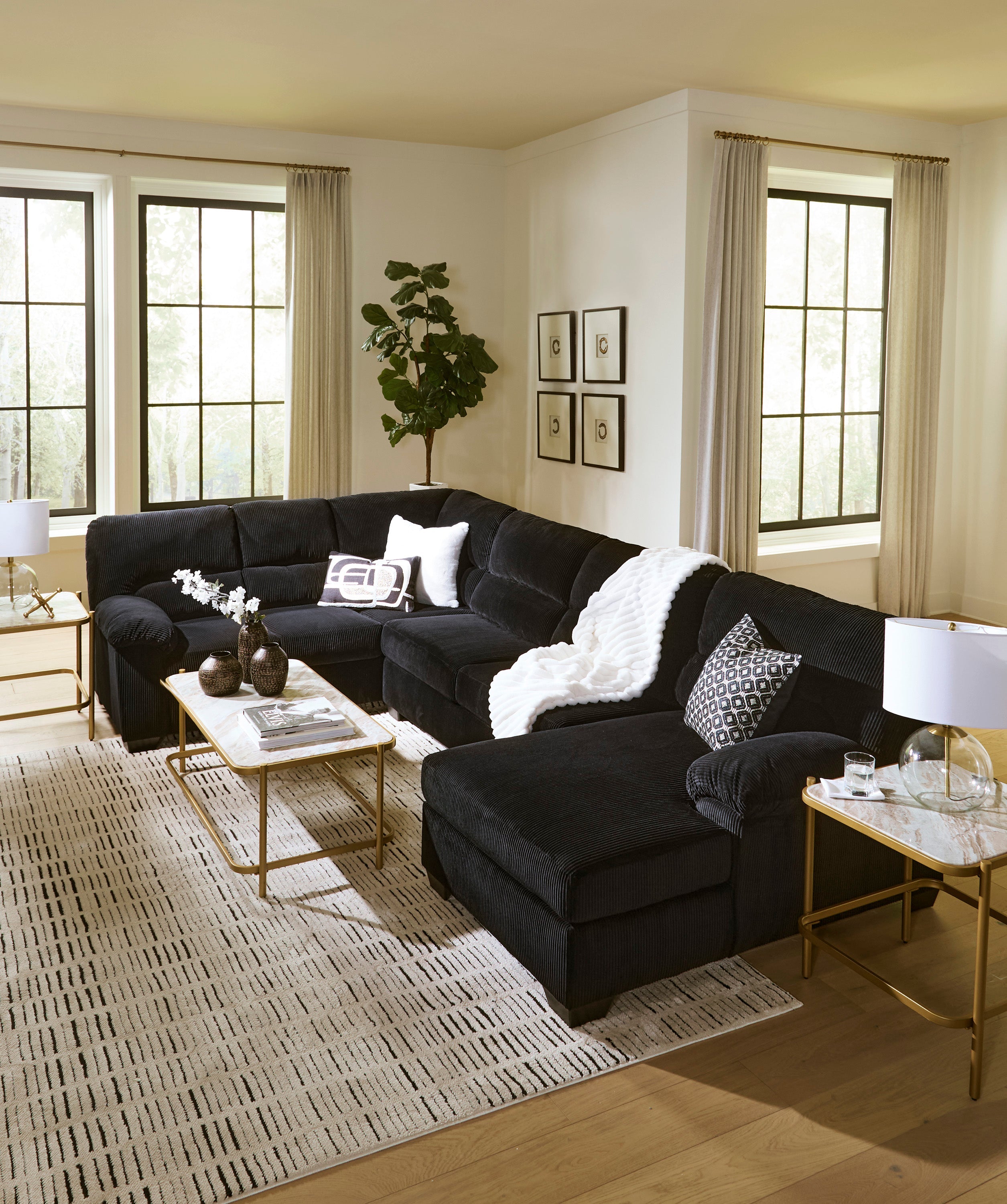 Ashley Simple Joy Onyx Corduroy Sectional with Chaise, view 3