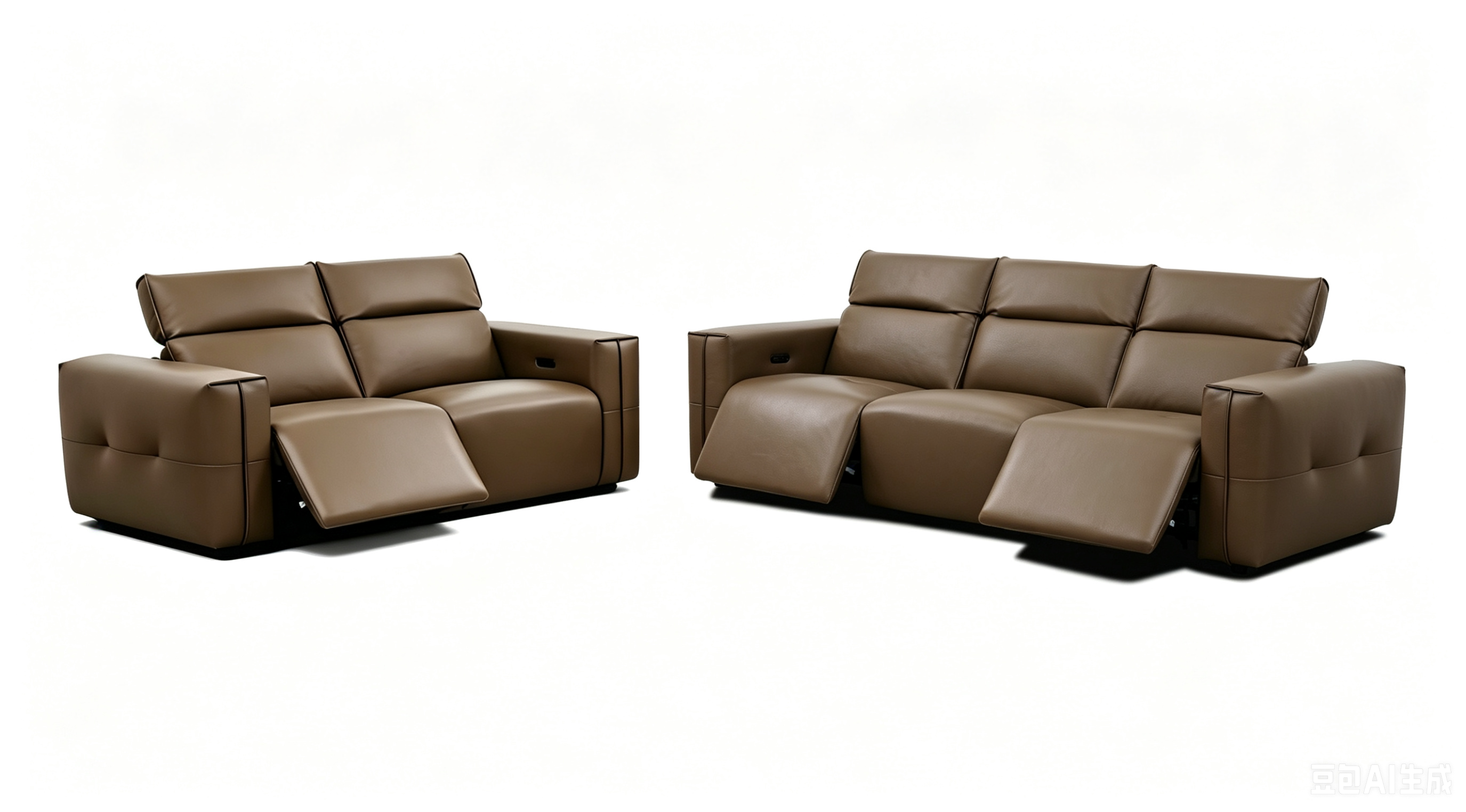 Ember Brown Italian Leather Match Power Reclining Sofa and Loveseat, view 2