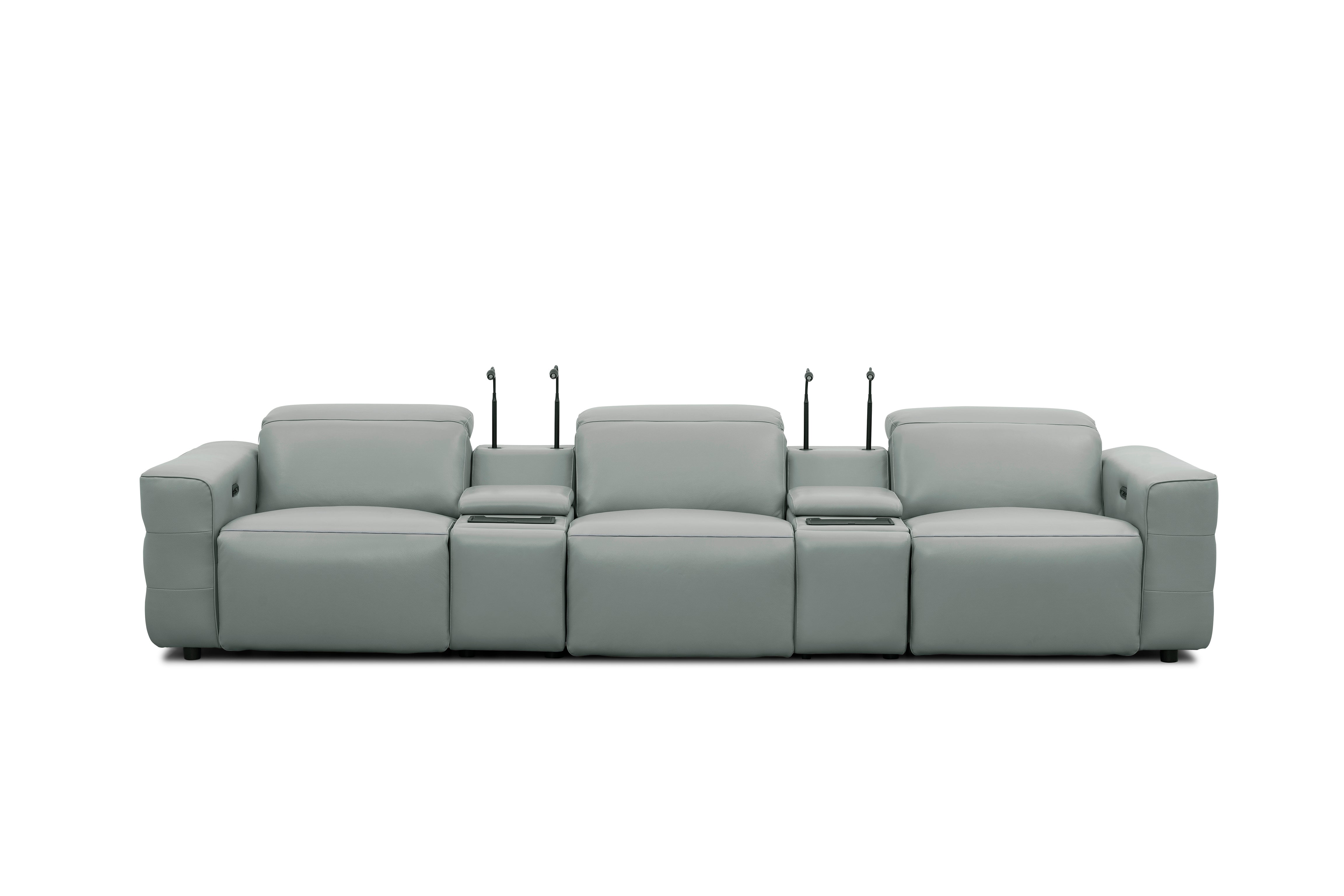 Diamante Gray Italian Leather Match Power Reclining Home Theater Set, view 4