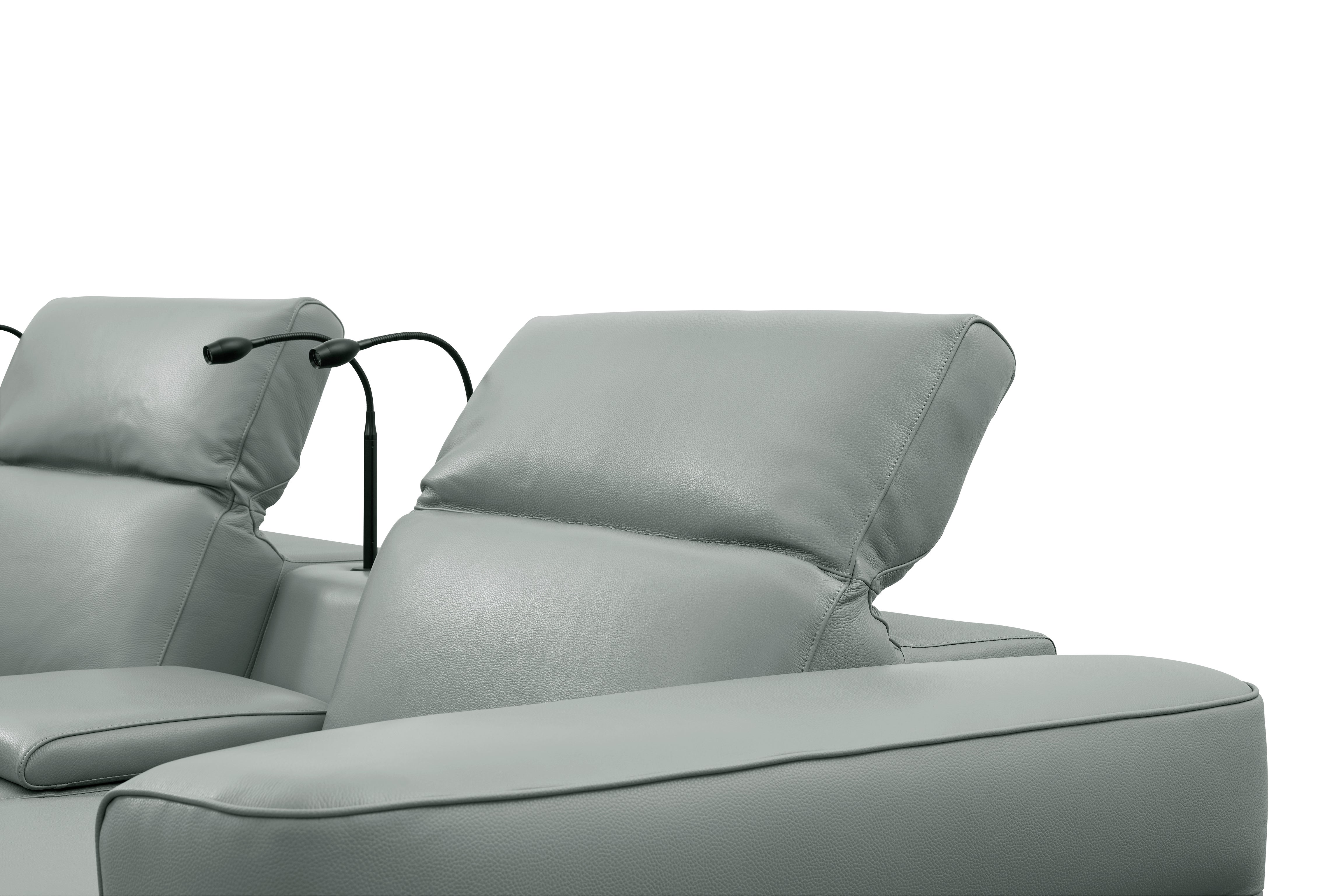 Diamante Gray Italian Leather Match Power Reclining Home Theater Set, view 8