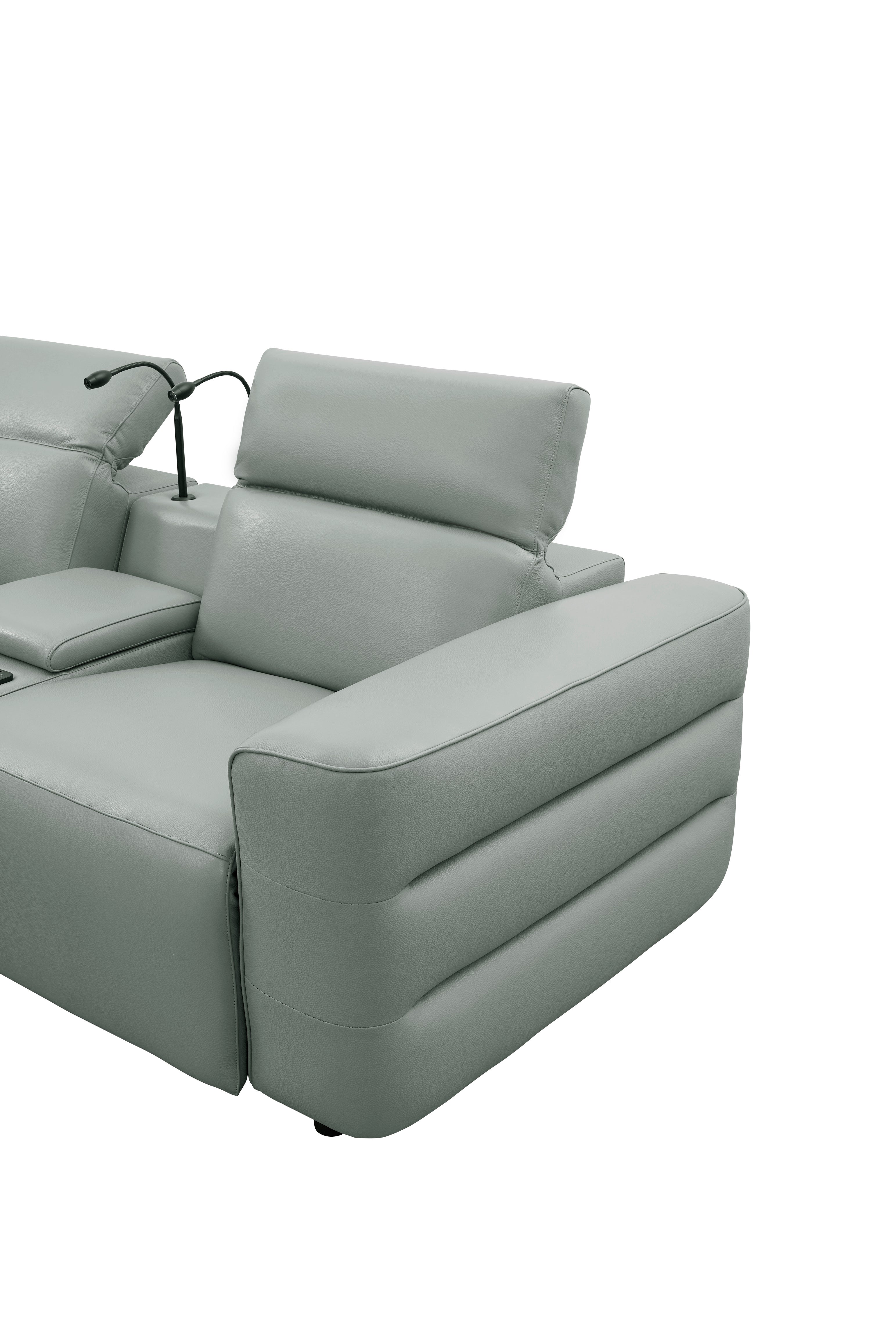 Diamante Gray Italian Leather Match Power Reclining Home Theater Set, view 10