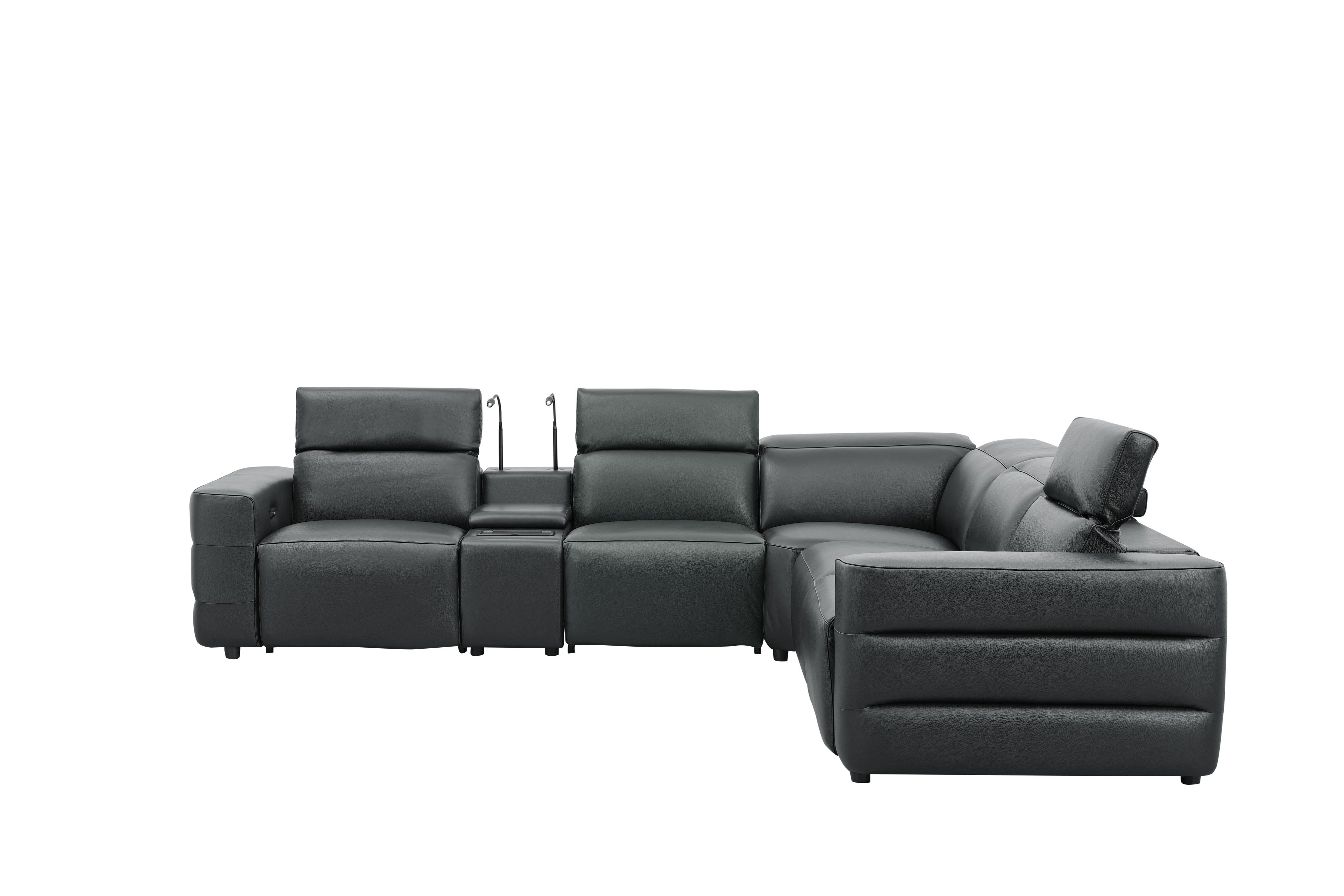 Holly Black Italian Leather Match Power Reclining Sectional with 3 Recliners, view 7