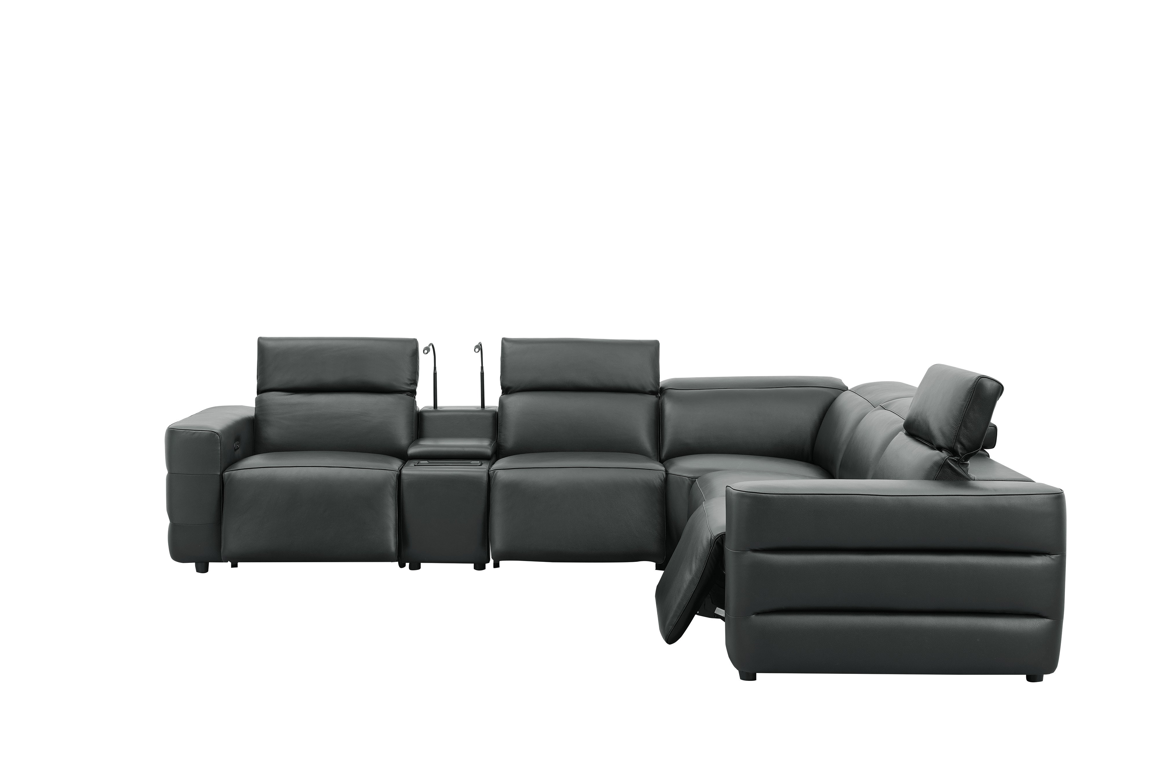 Holly Black Italian Leather Match Power Reclining Sectional with 3 Recliners, view 9