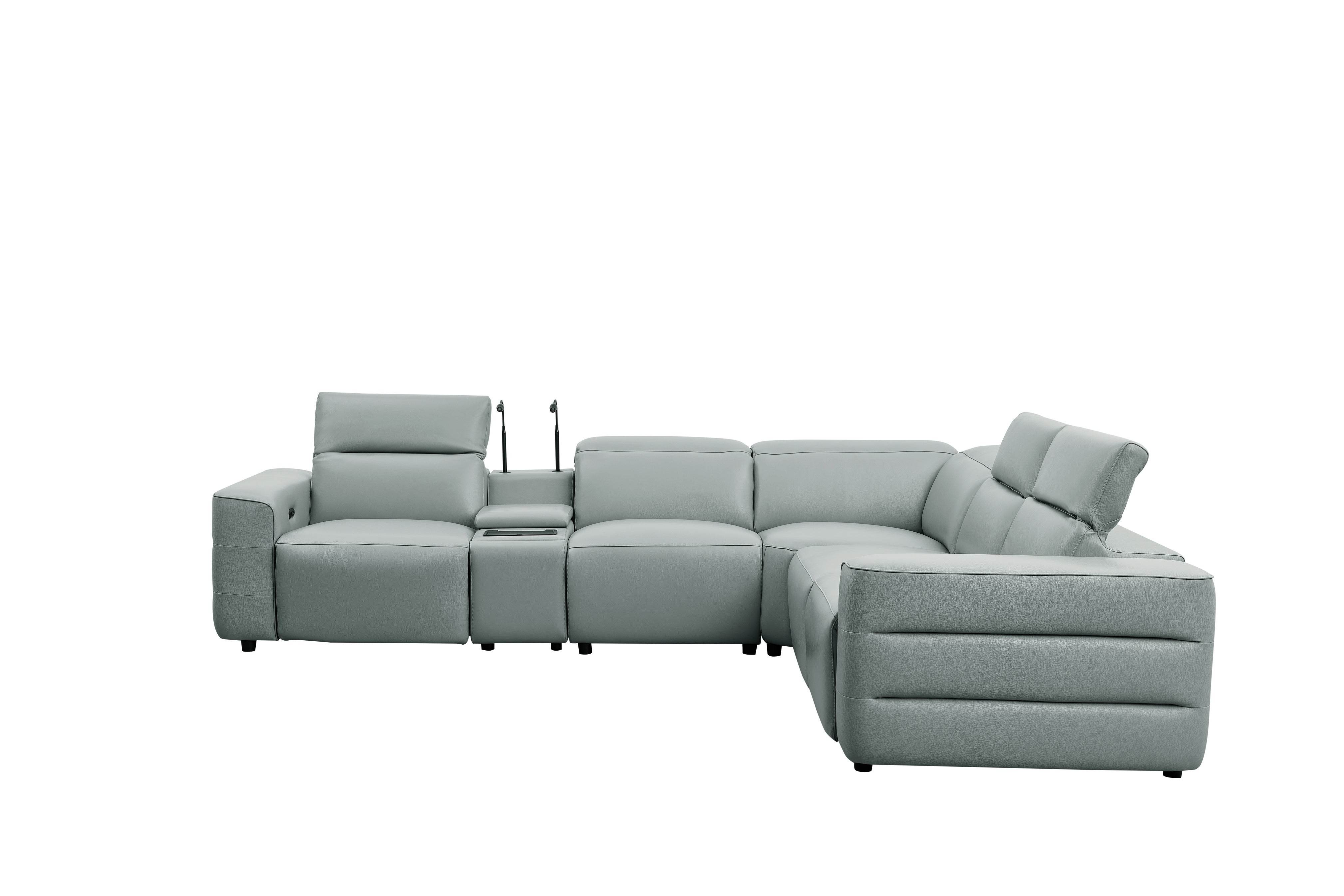 Holly Gray Italian Leather Match Power Reclining Sectional with 3 Recliners, view 3