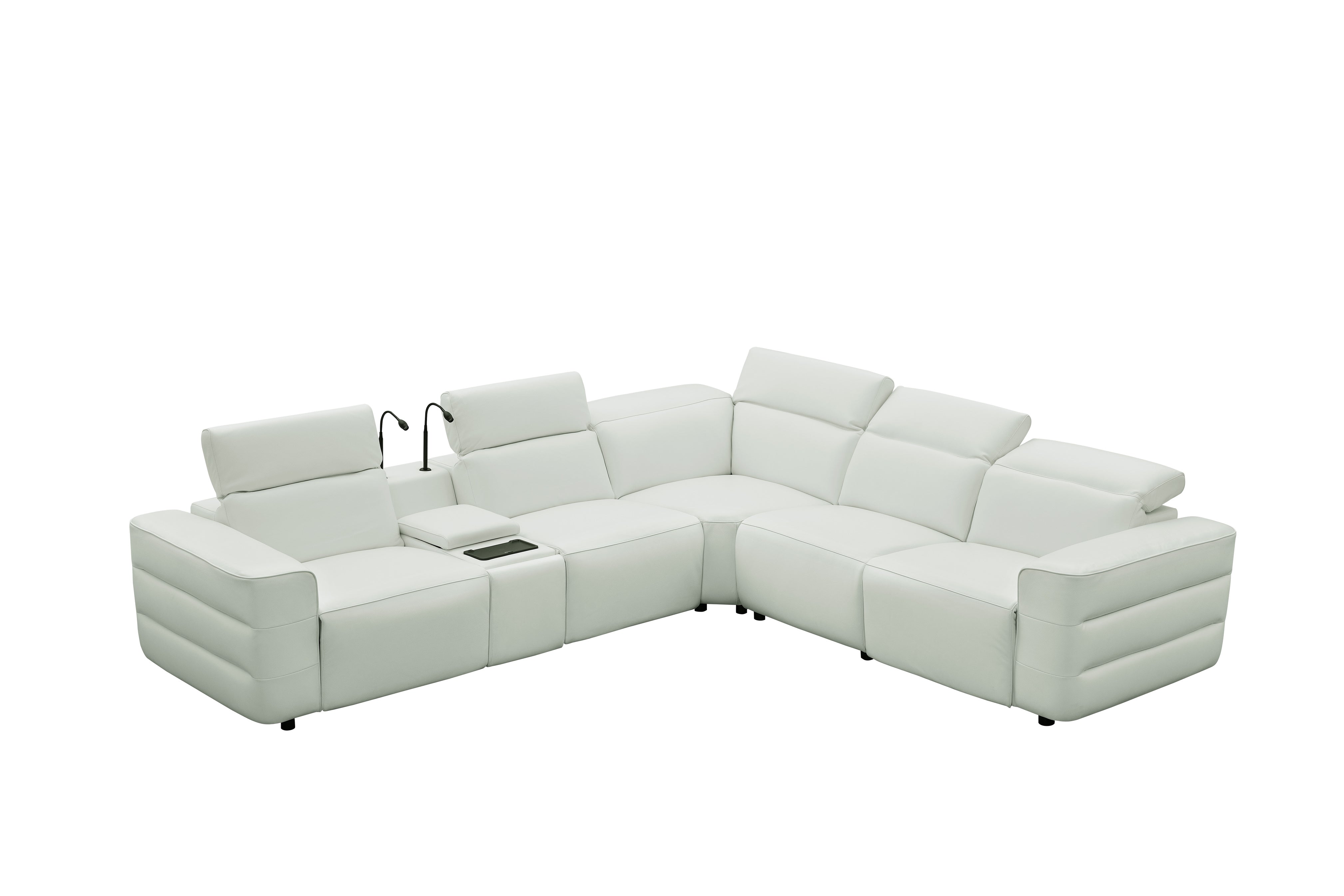 Holly White Italian Leather Match Power Reclining Sectional with 3 Recliners, view 9