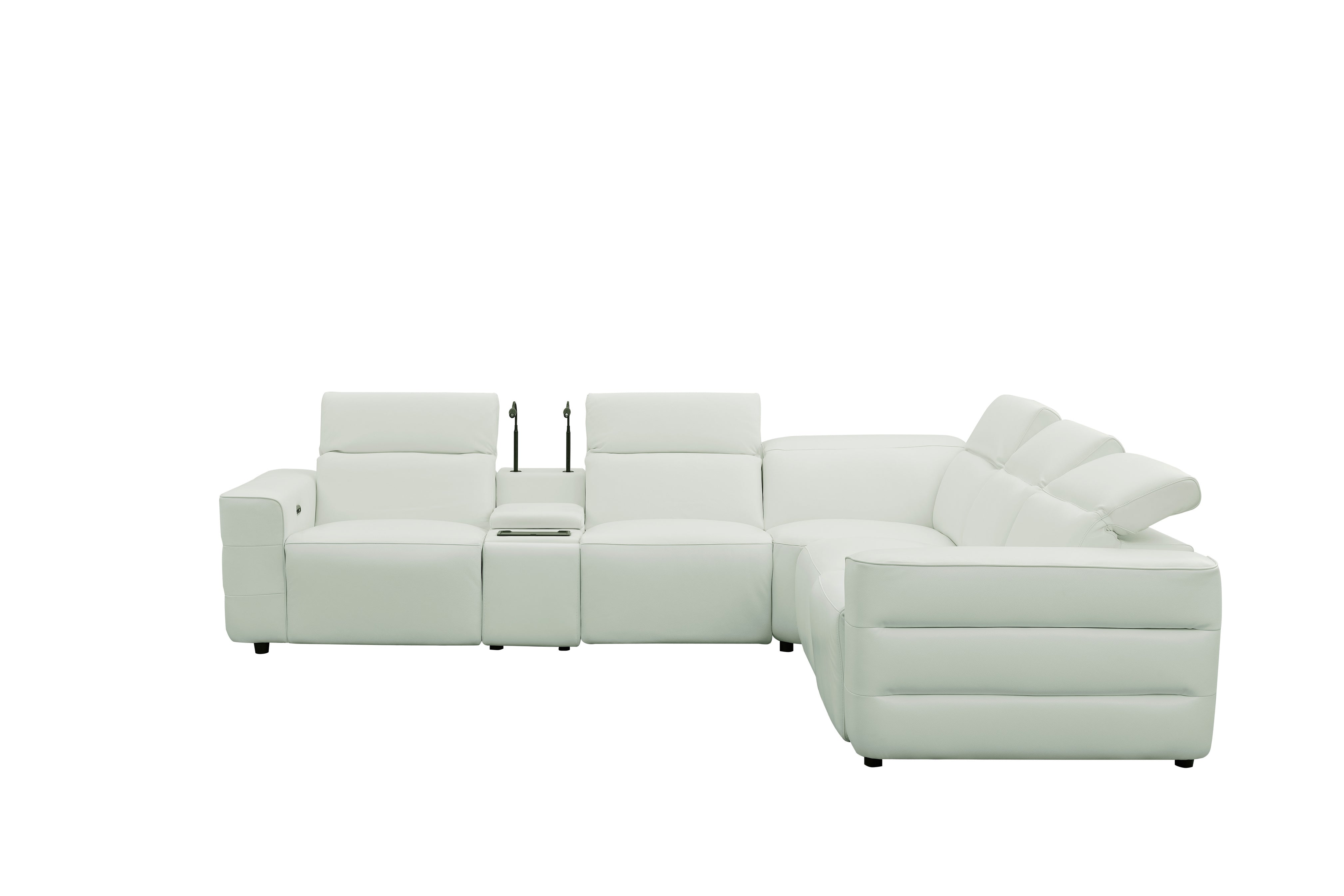 Holly White Italian Leather Match Power Reclining Sectional with 3 Recliners, view 3