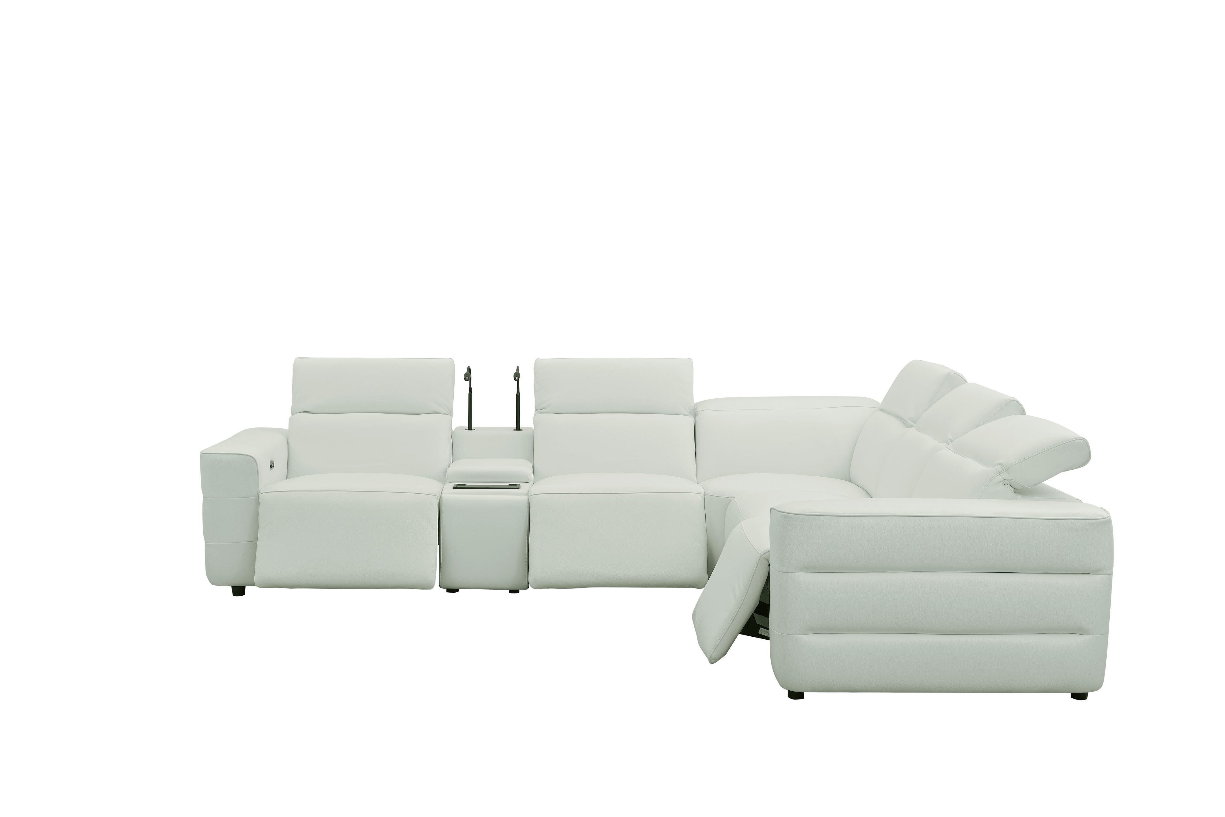 Holly White Italian Leather Match Power Reclining Sectional with 3 Recliners, view 4