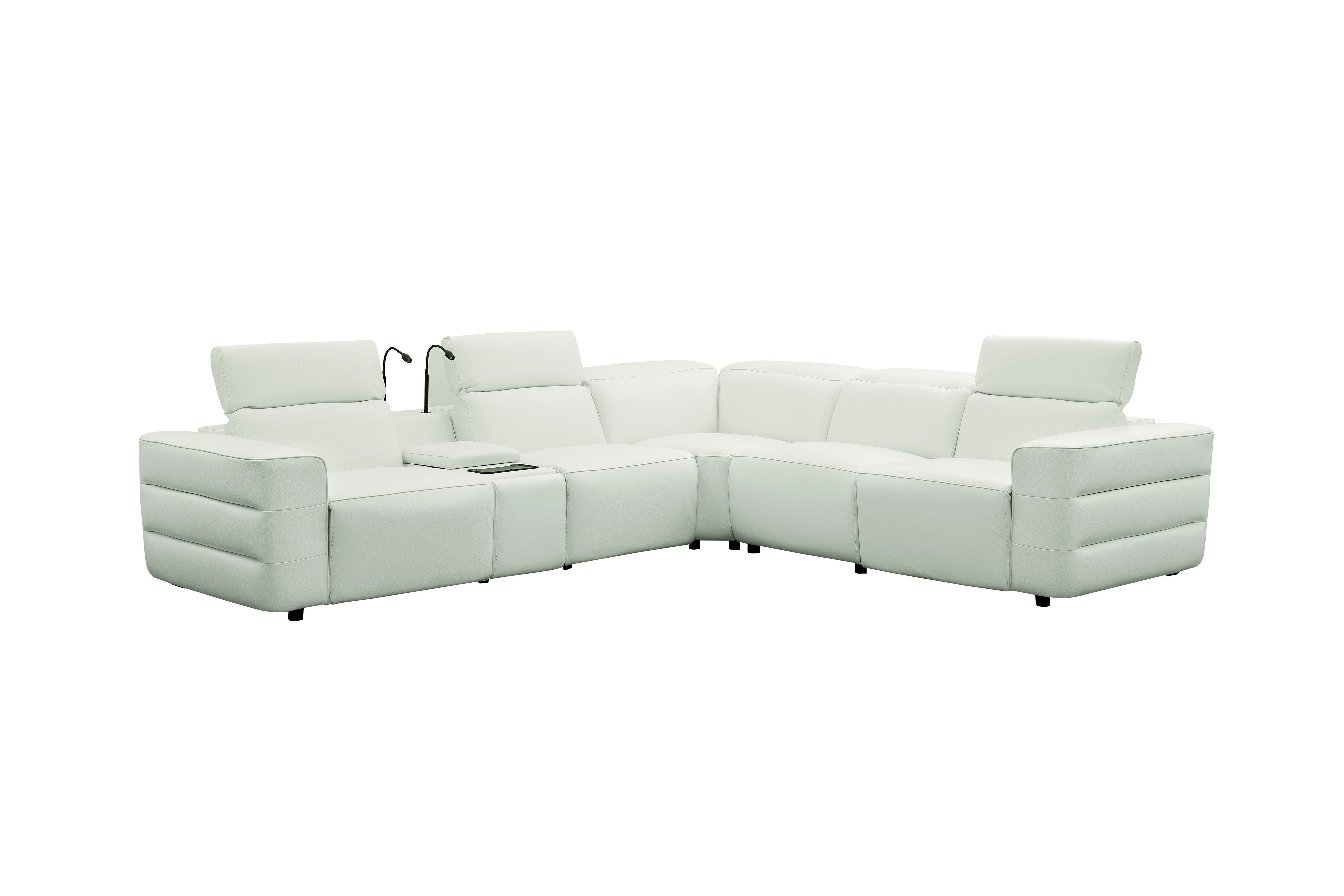 Holly White Italian Leather Match Power Reclining Sectional with 3 Recliners, view 5
