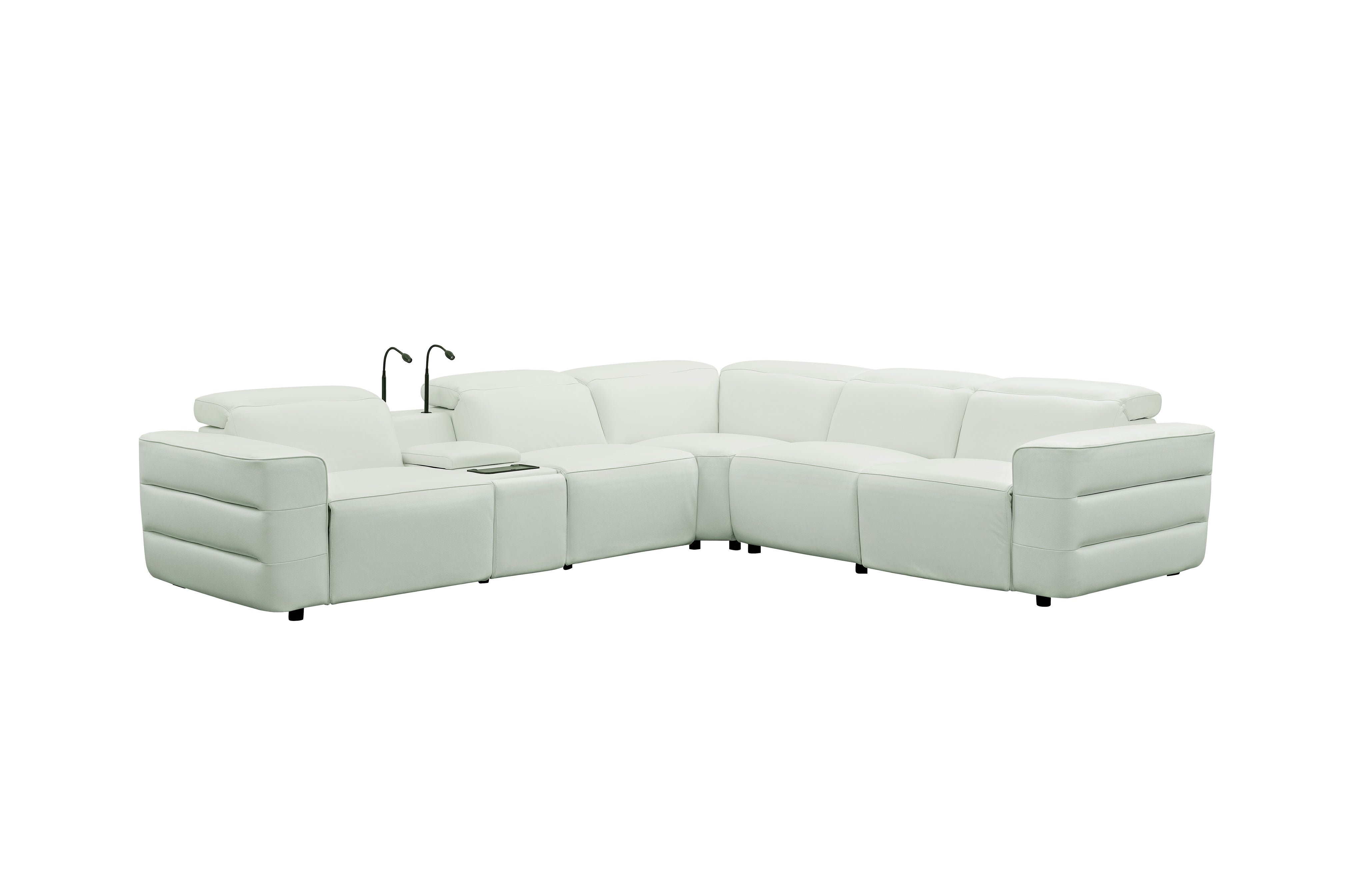 Holly White Italian Leather Match Power Reclining Sectional with 3 Recliners, view 6