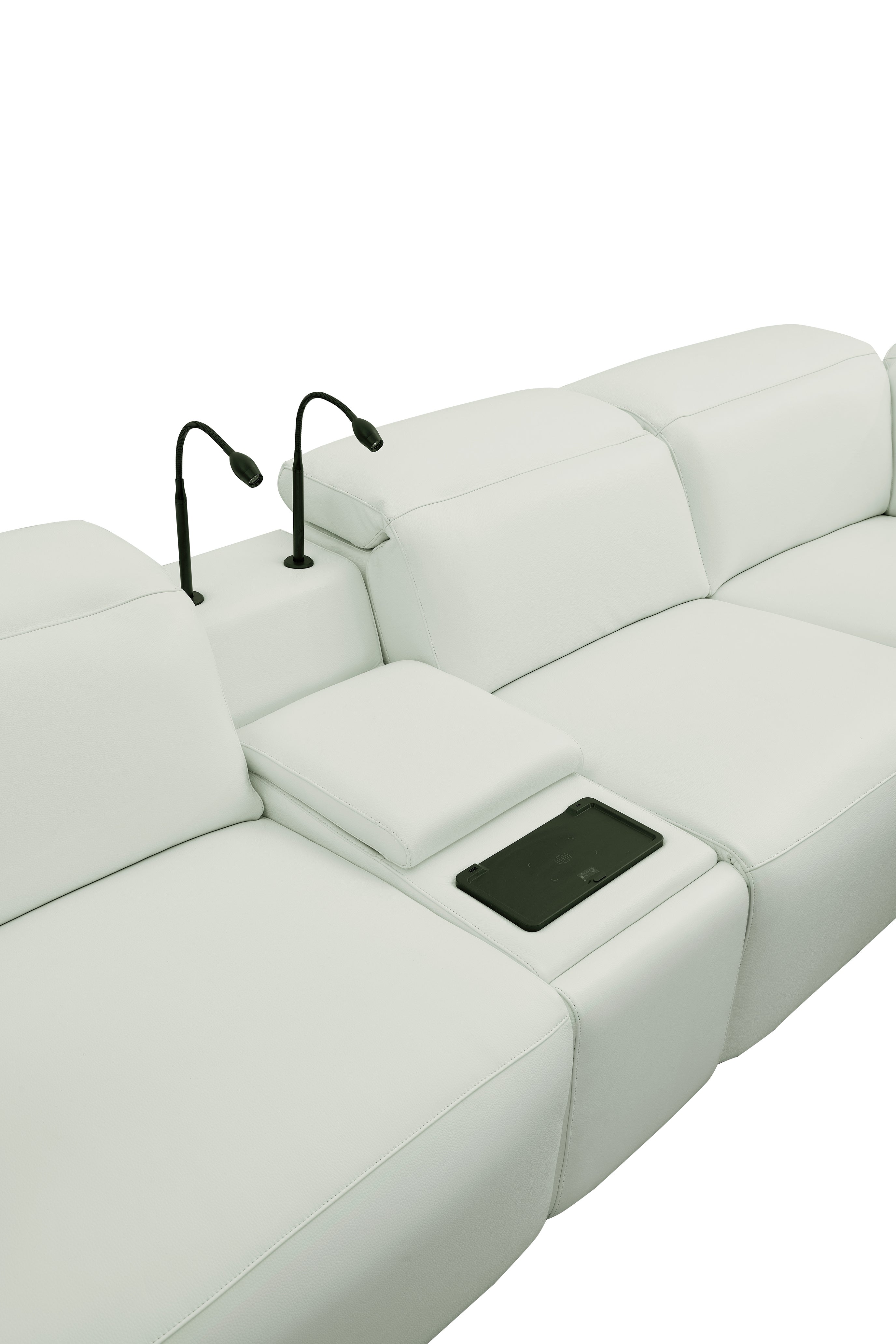 Holly White Italian Leather Match Power Reclining Sectional with 3 Recliners, view 8