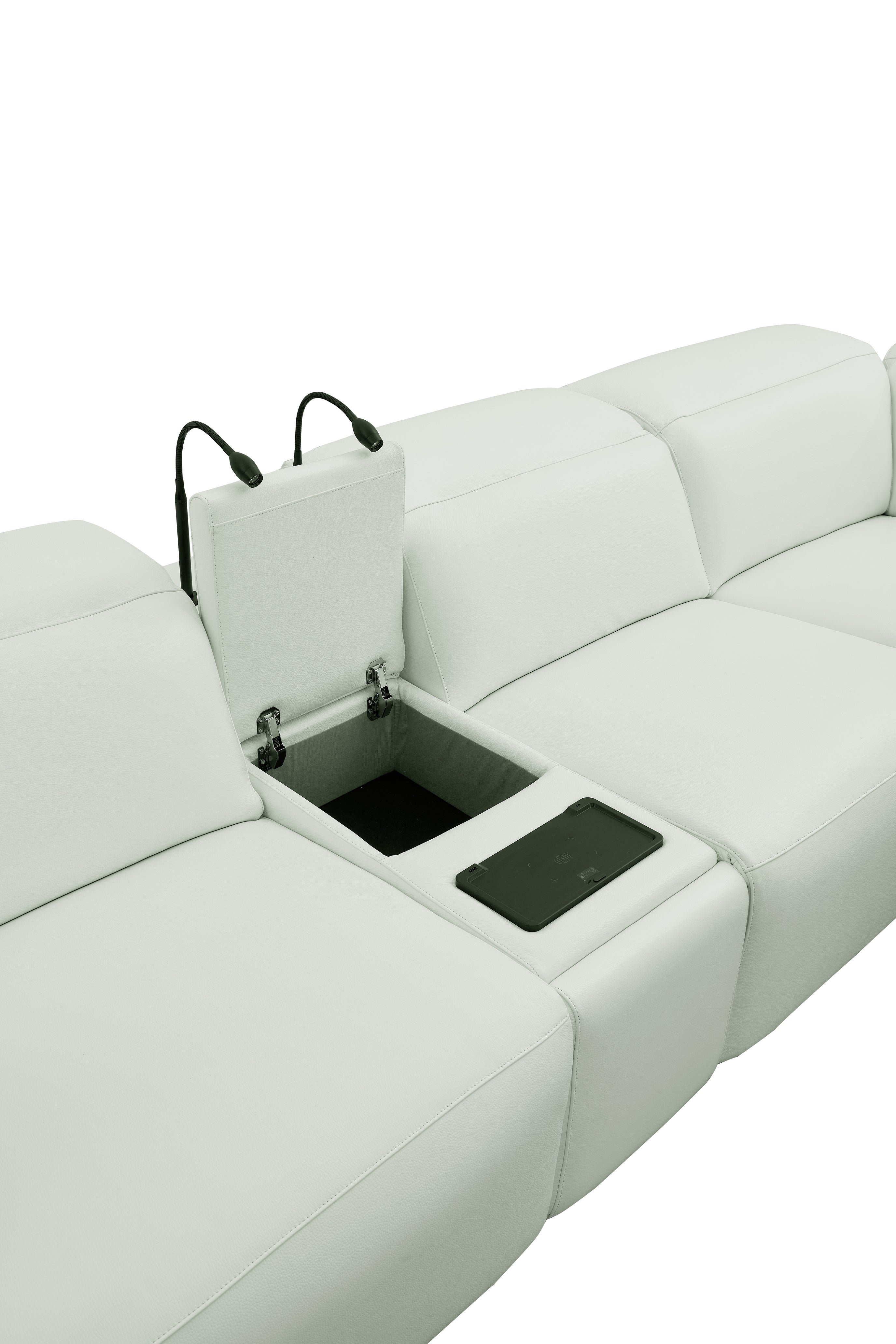 Holly White Italian Leather Match Power Reclining Sectional with 3 Recliners, view 10