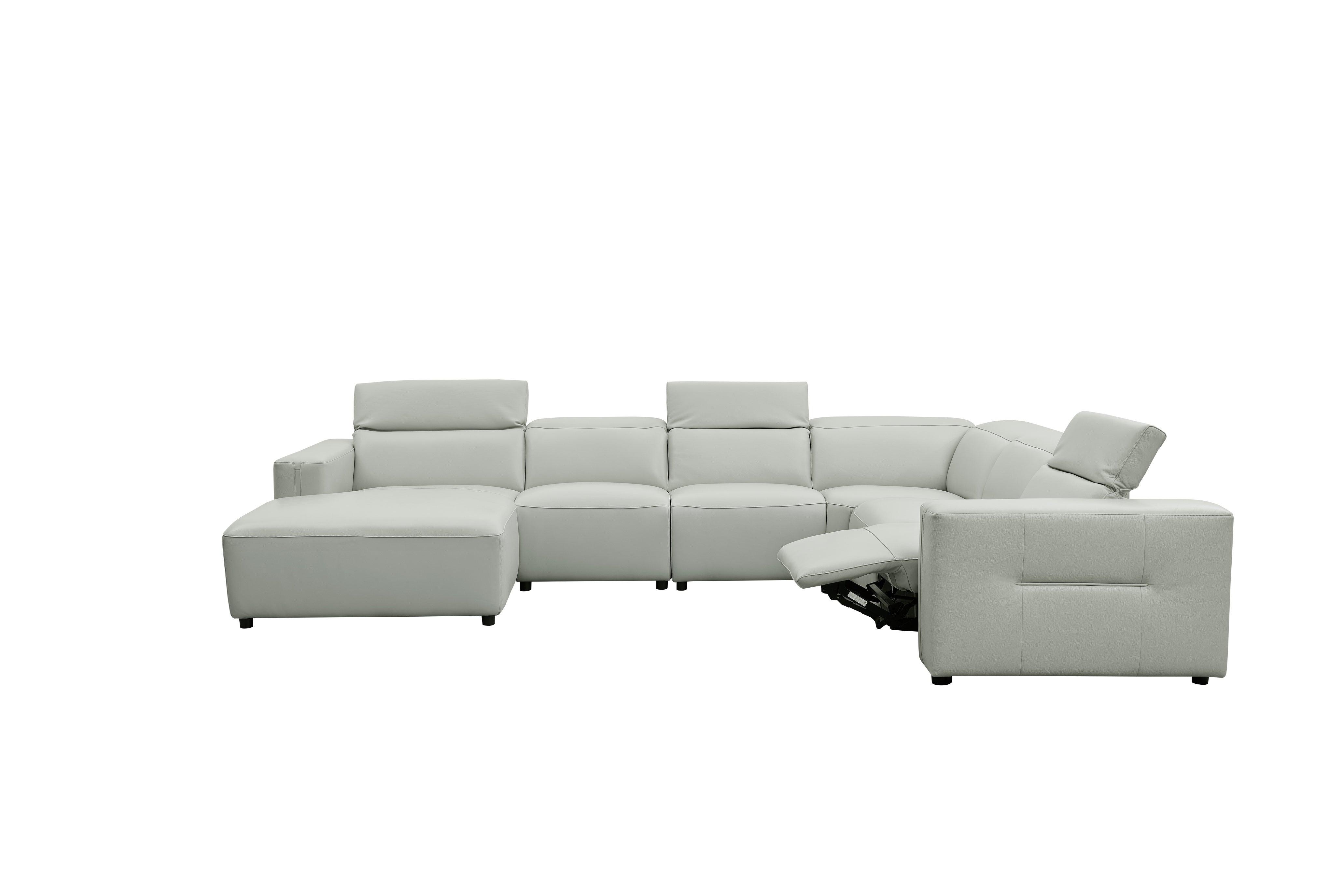 Noel Gray Italian Leather Match Power Reclining Sectional with Chaise, view 4