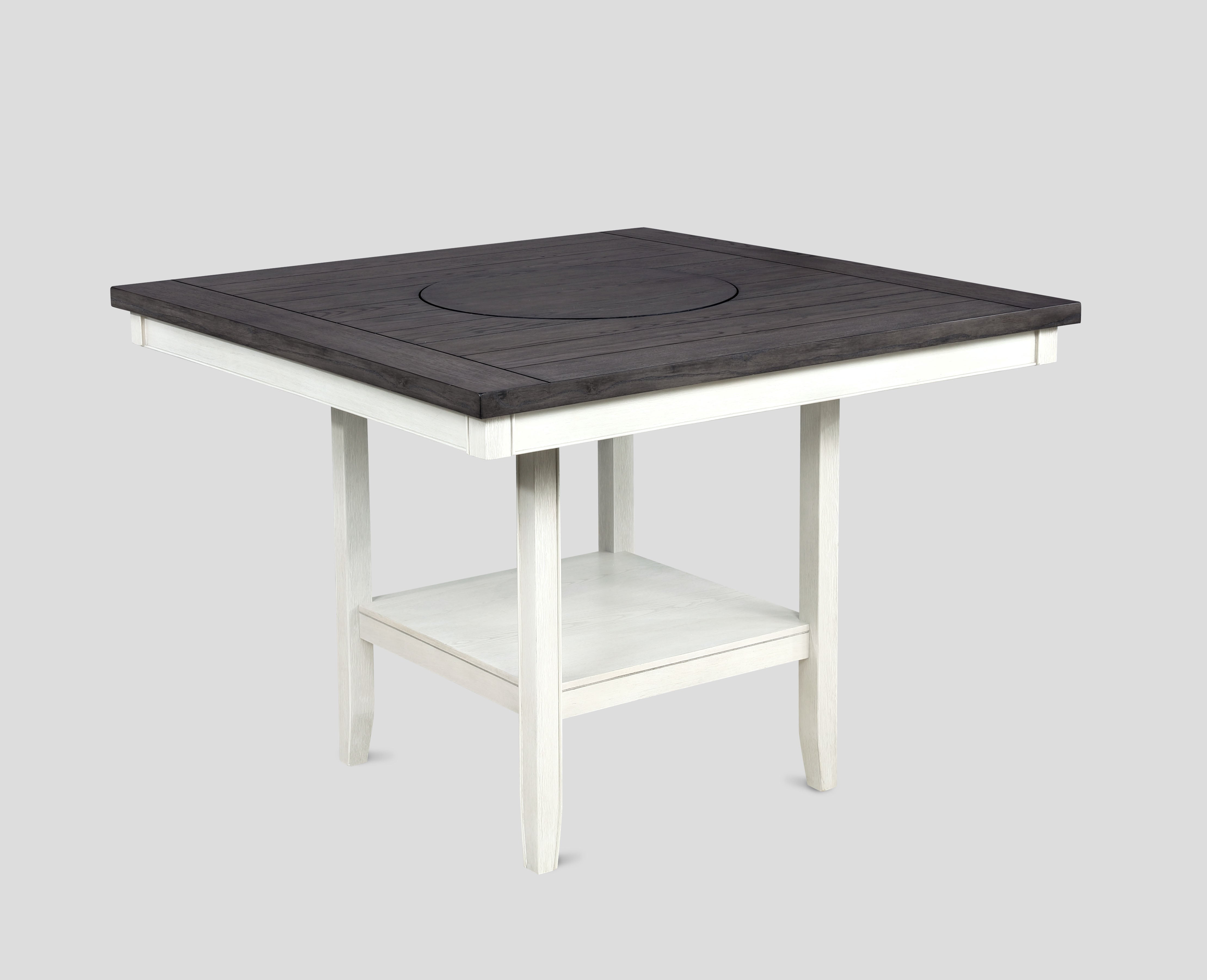 Fulton Chalk Gray Counter Height Dining Table with Lazy Susan