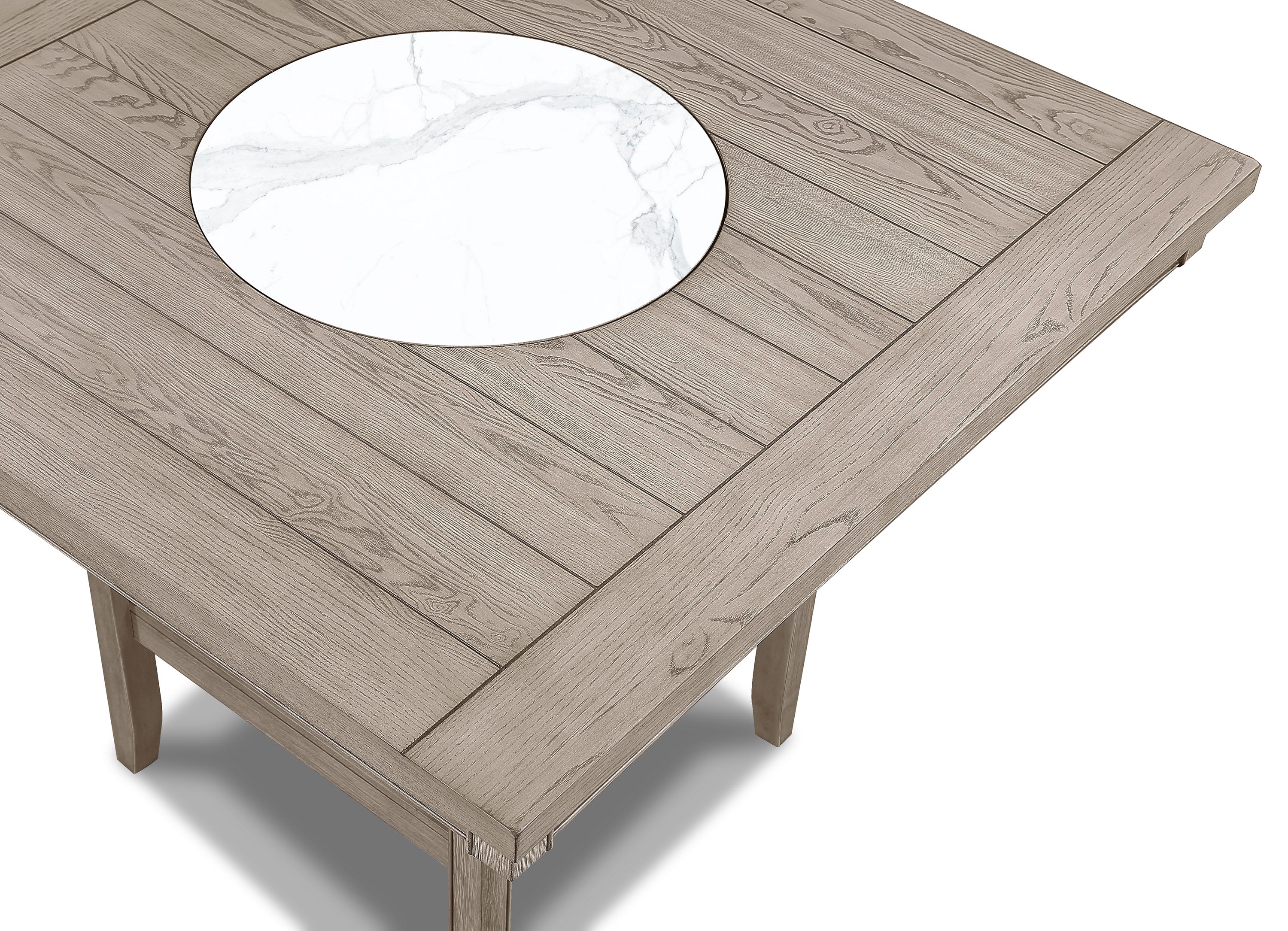 Fulton Weathered White Oak Counter Height Dining Table with Marble Lazy Susan, view 2