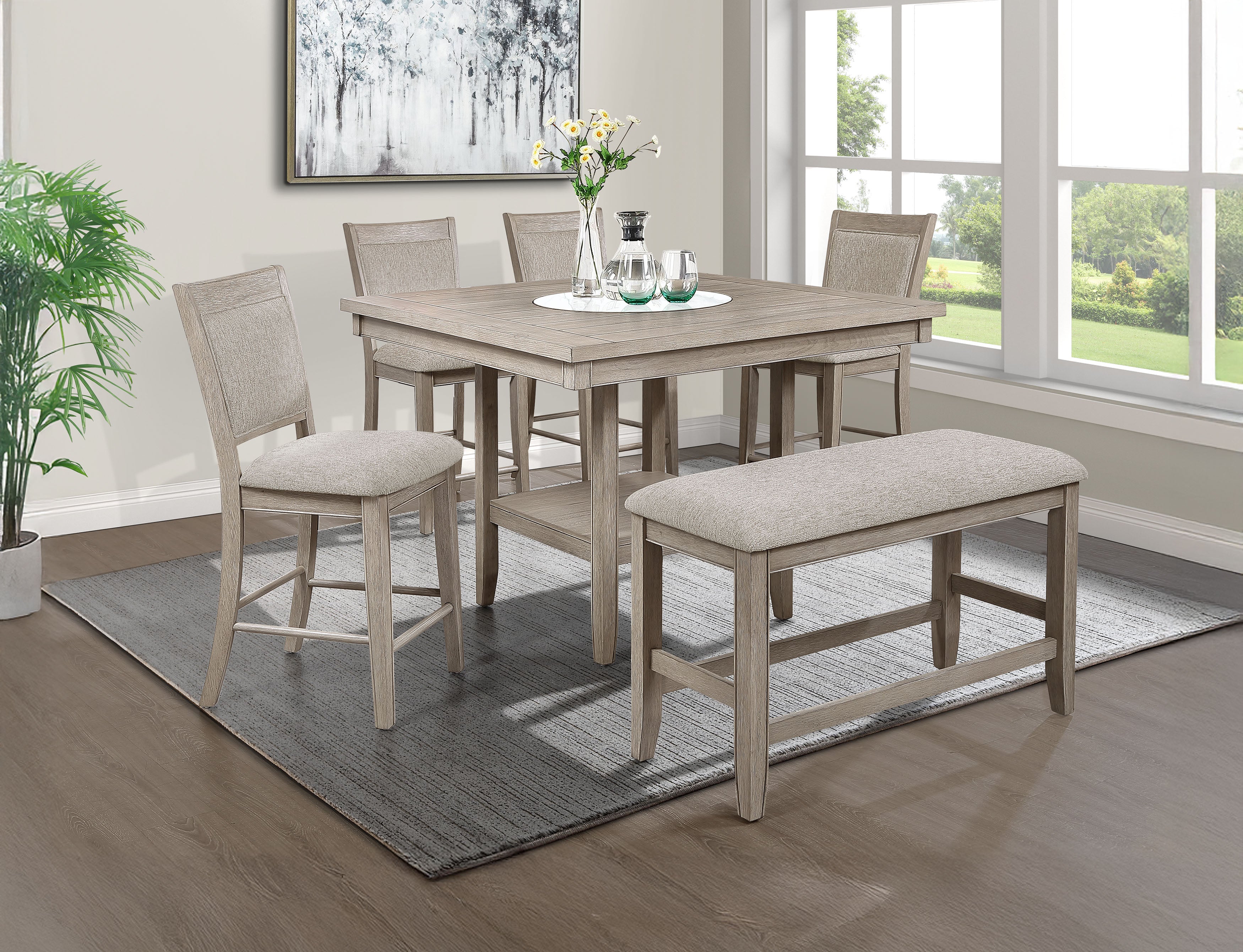 Fulton Beige Counter Height Dining Bench, view 2