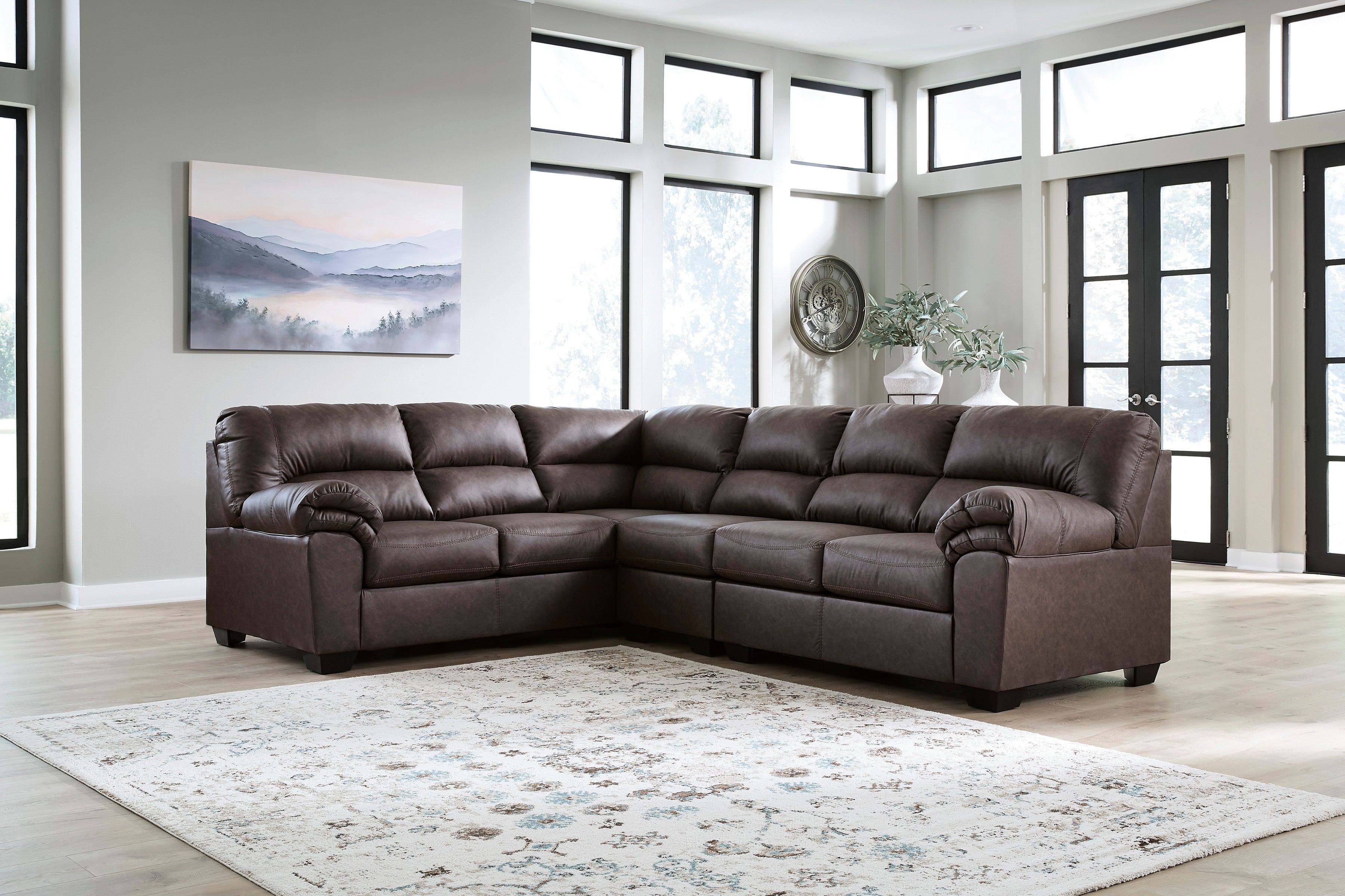 Ashley WillowBend Umber Faux Leather Sectional, view 2