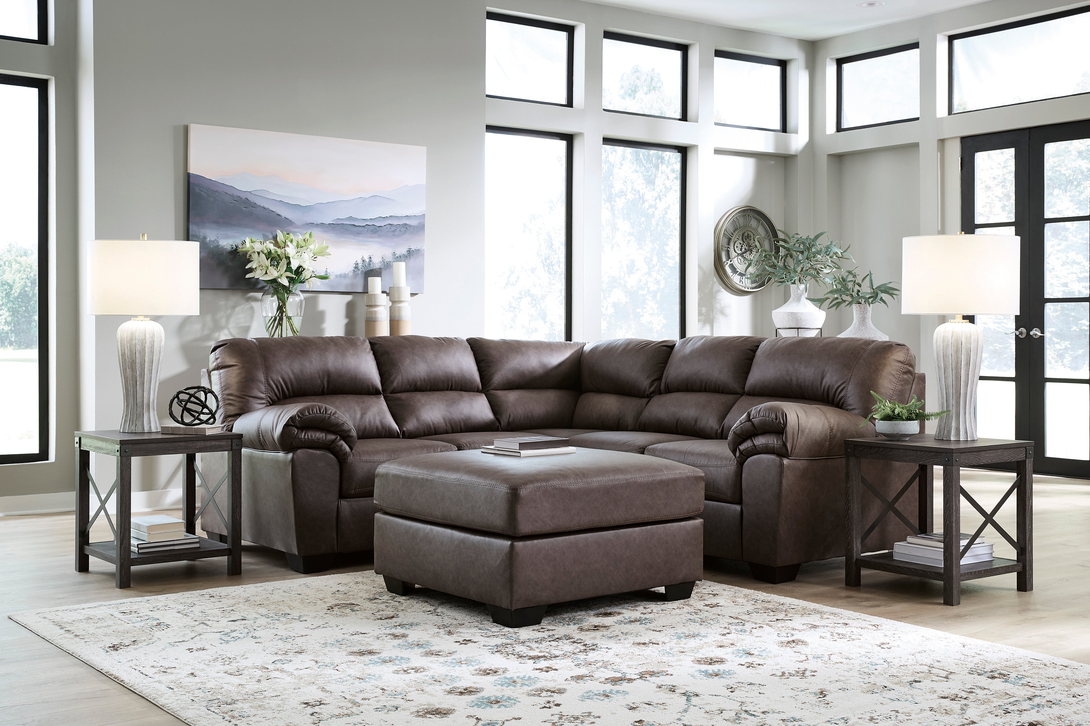 Ashley WillowBend Umber Faux Leather Sectional