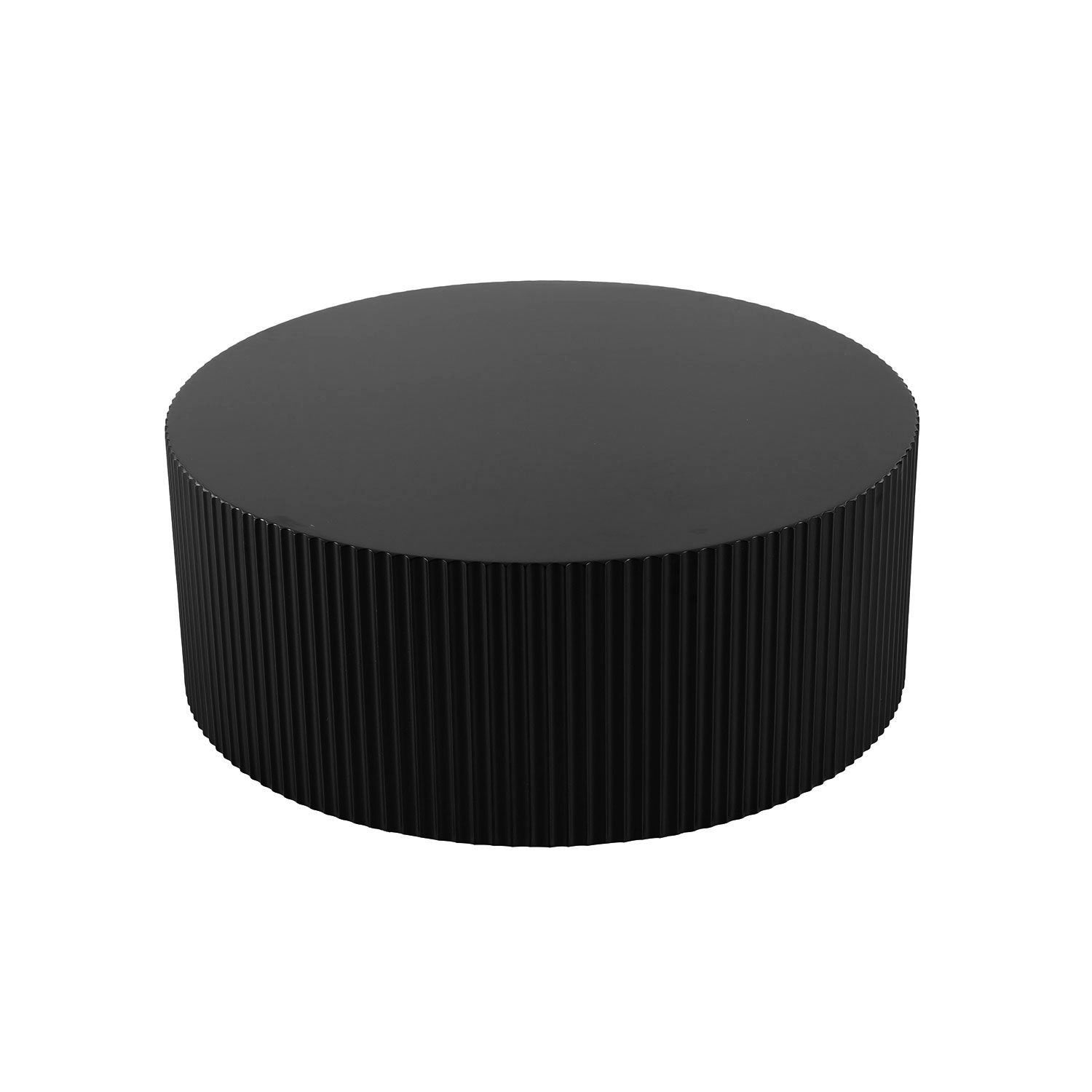Sleek and Modern Round Coffee Table with Eye-Catching Relief Design, Black(Same Sku:W876P252219)