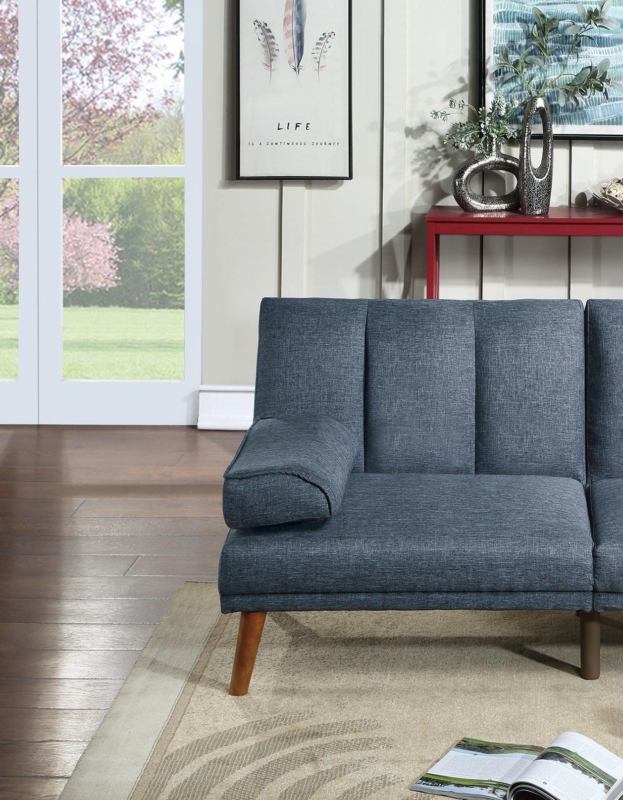 Navy Color 2pc Sectional w/ Solid wood Legs
