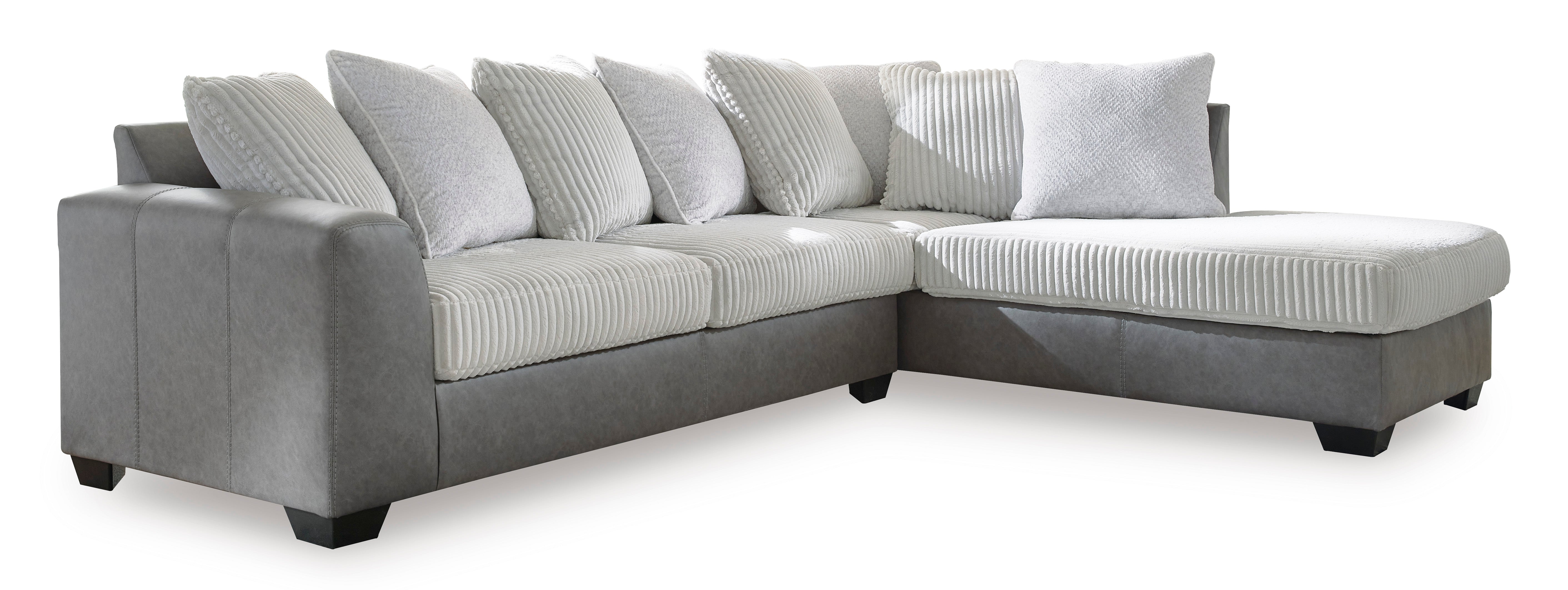 Ashley Clairette Court Alloy Jumbo Cord and Faux Leather Sectional with Chaise, view 3
