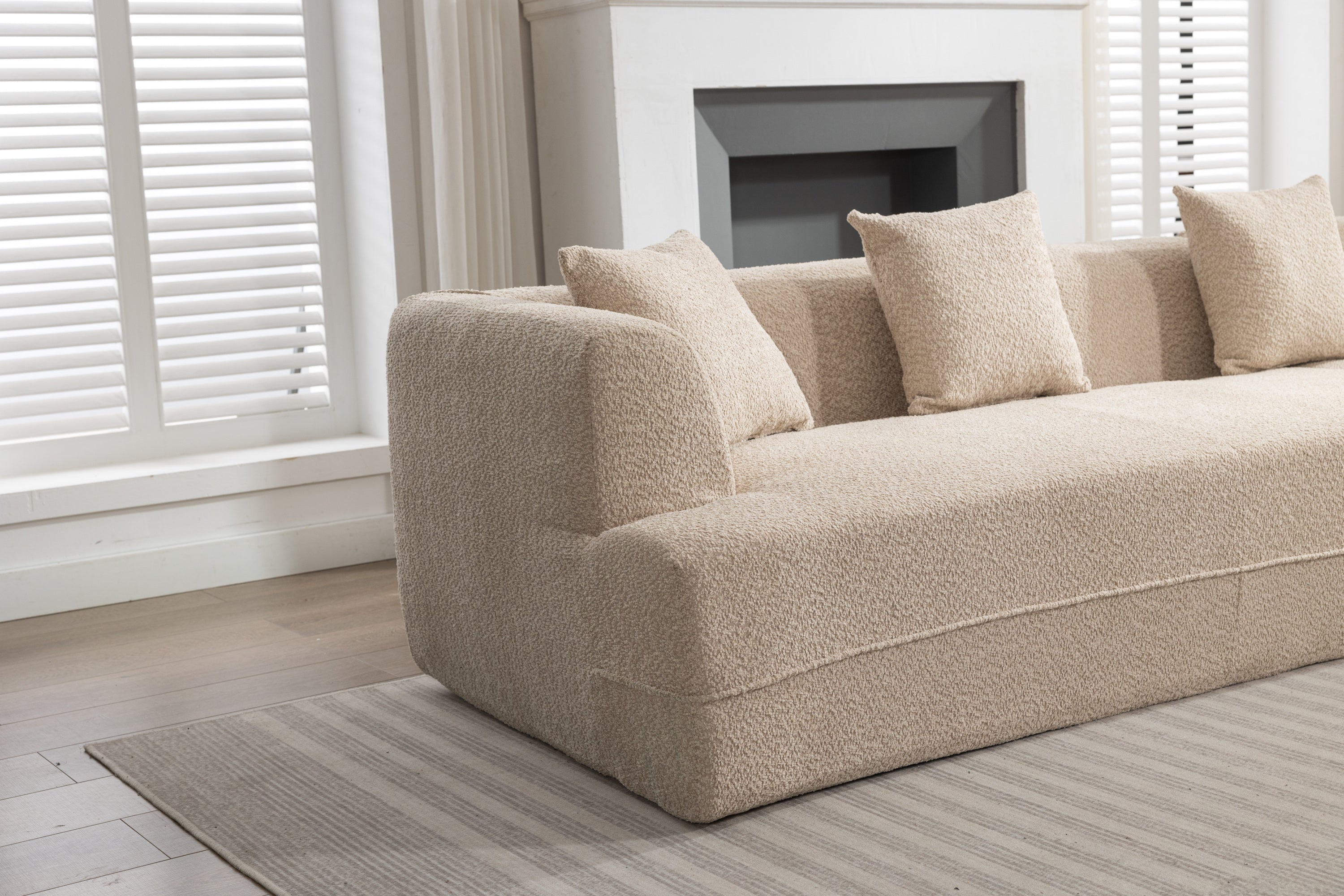 Modular Sectional Living Room Sofa Set, Modern Minimalist Style Couch, Upholstered Sleeper Sofa for Living Room, Bedroom, Salon, 2 PC Free Combination ,Anti-wrinkle,Boucle fabric,Light Brown