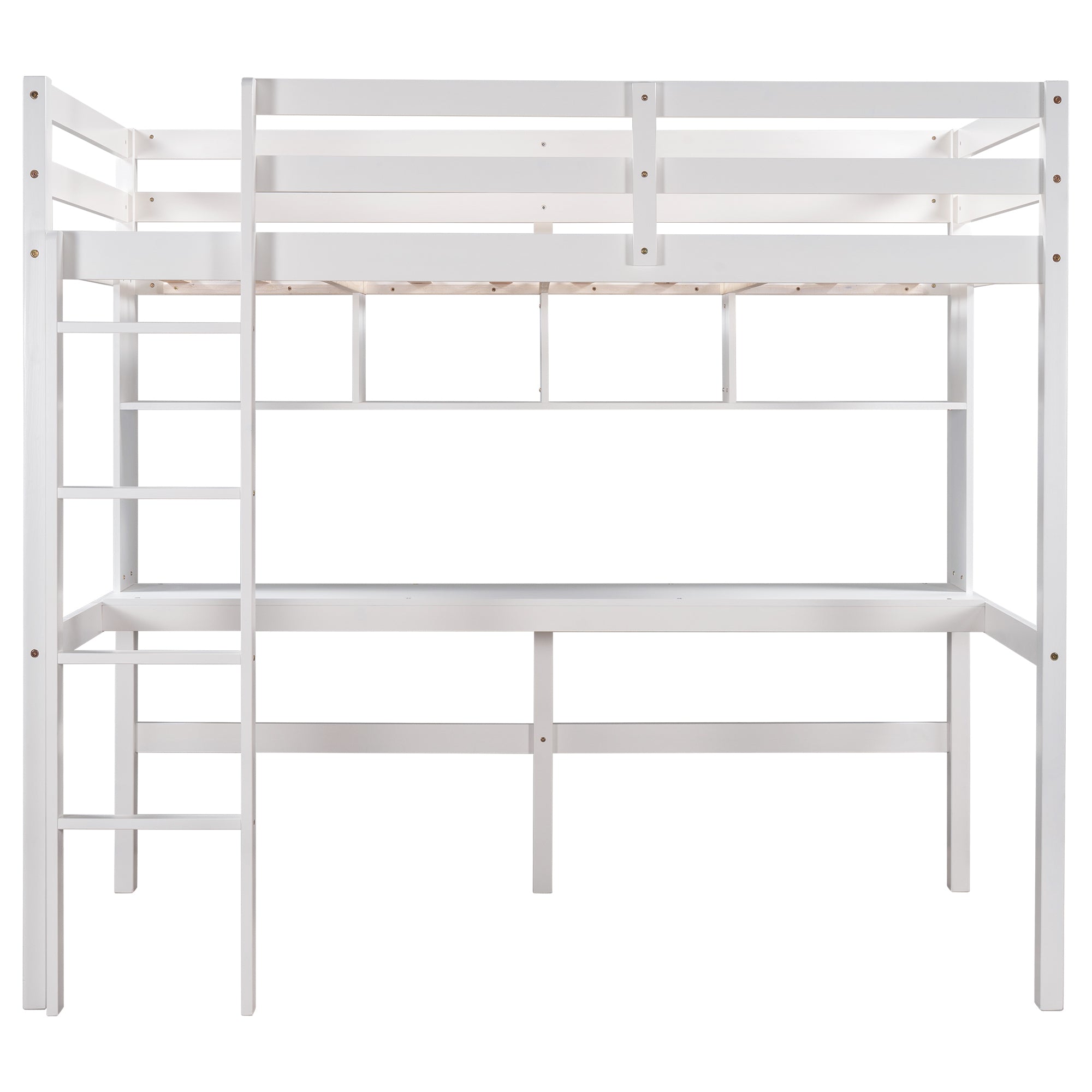 Twin Size Loft Bed with Convenient Desk, Shelves, and Ladder, White(Similar SKU:SM001302AAK)