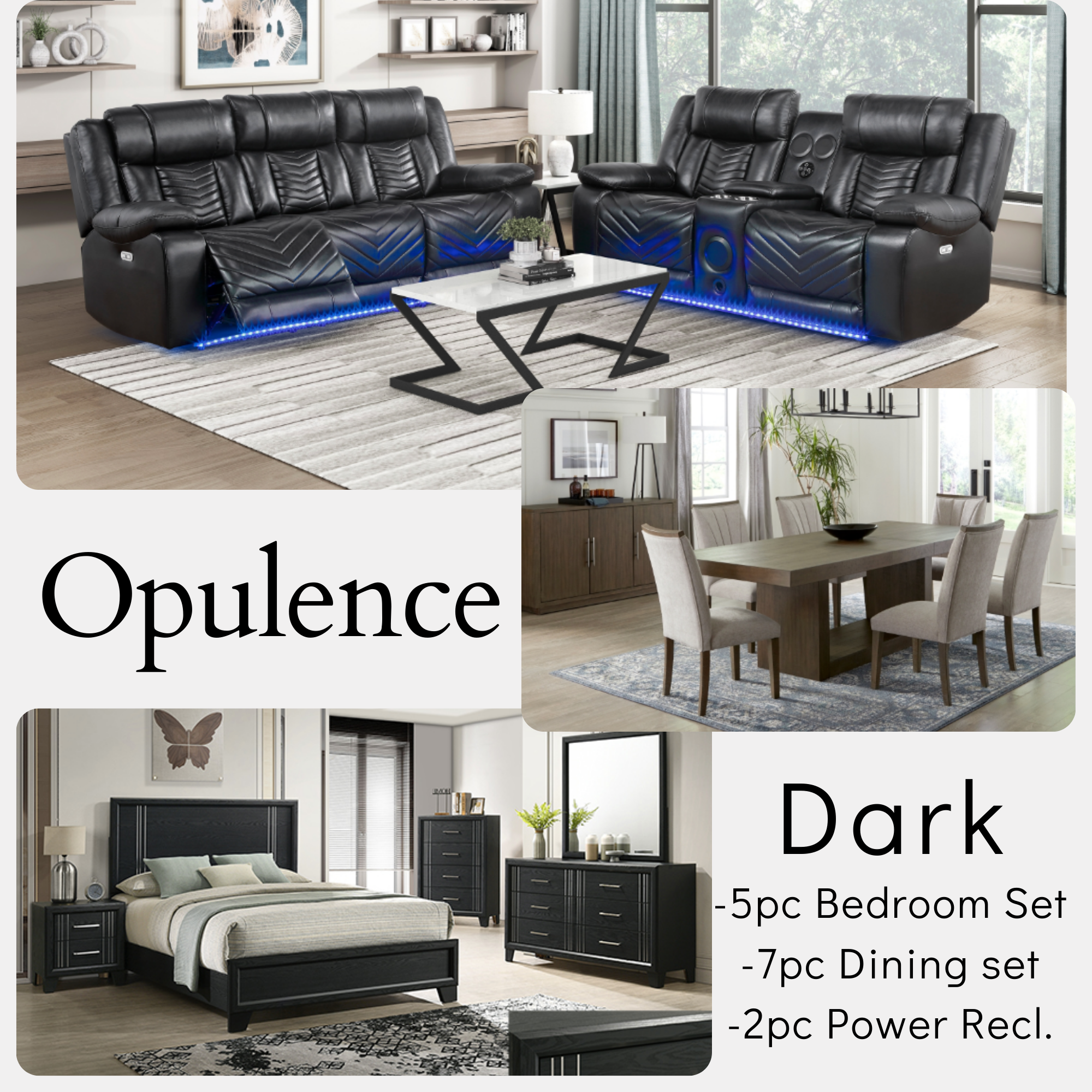 OPULENCE DARK COMPLETE 3 ROOM PACKAGE