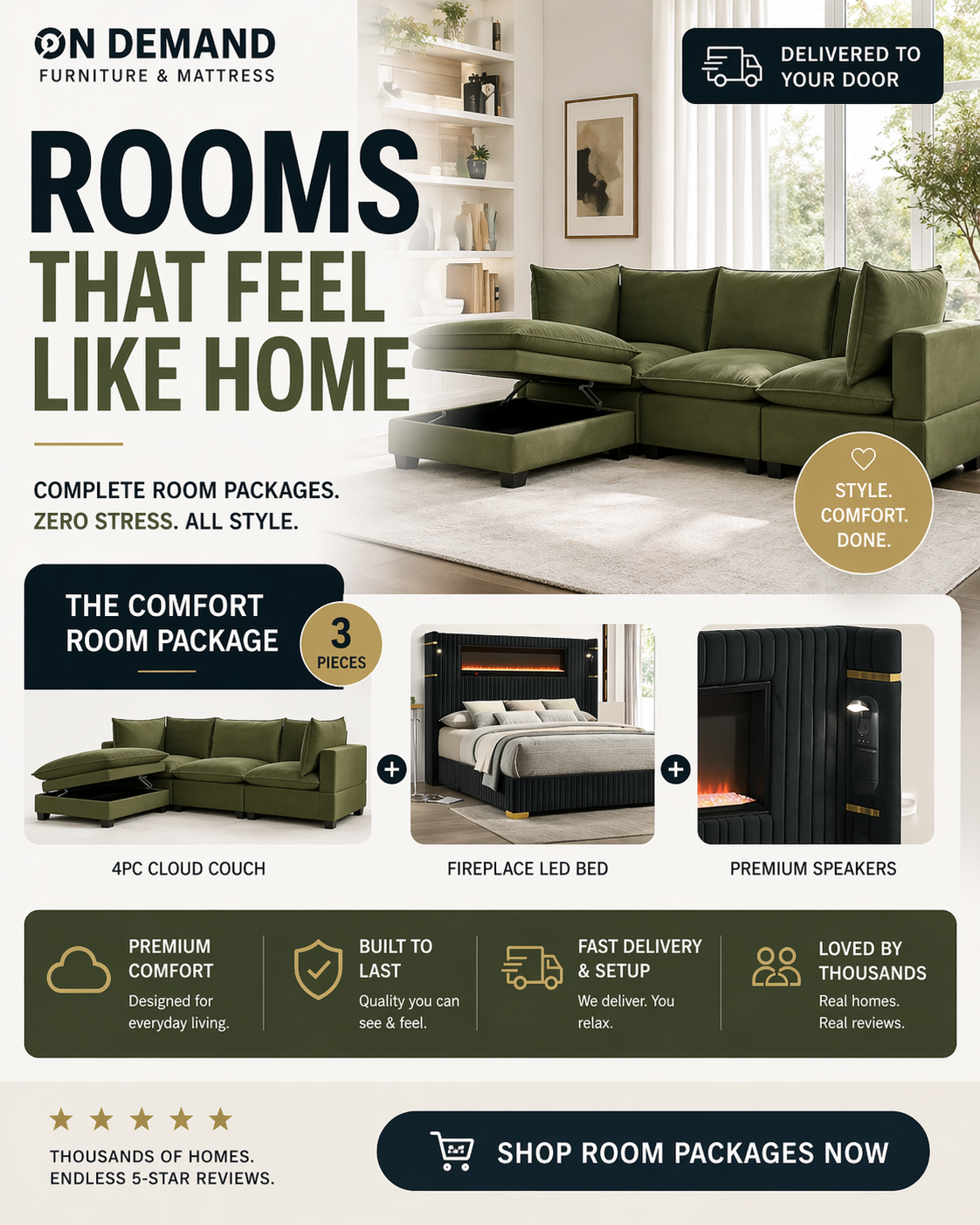 COMFORT OLIVE CLOUD 2 ROOM PACKAGE